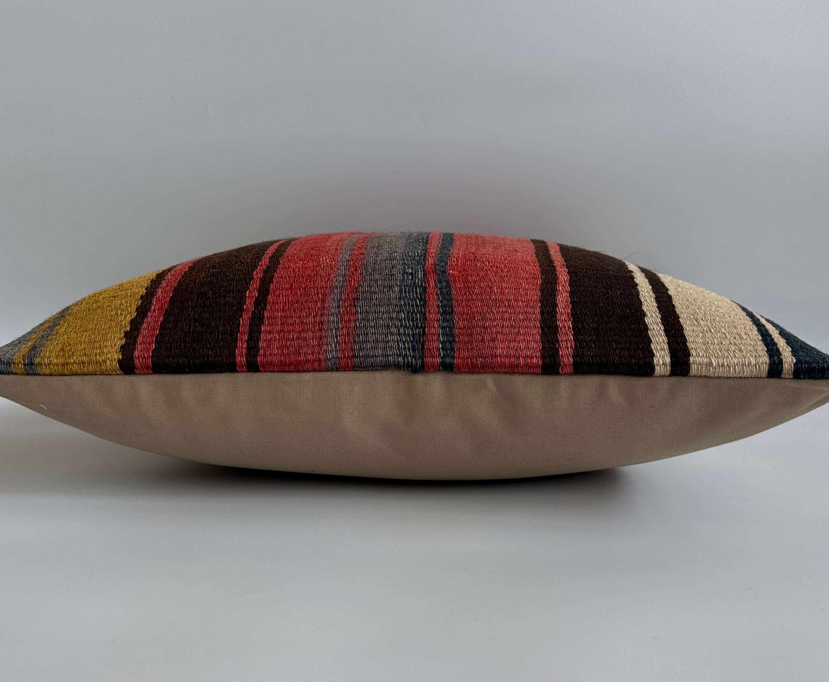 Handmade Striped Multicolour Turkish Rug Cushion Cover 18''x18'' / 45x44 CM