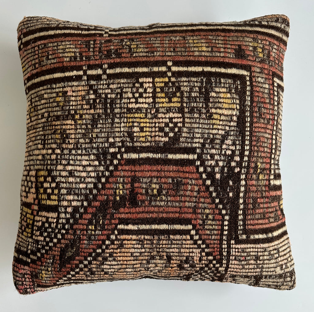 Handmade Multicolour Turkish Rug Cushion Cover 18''x18'' / 45x45 CM