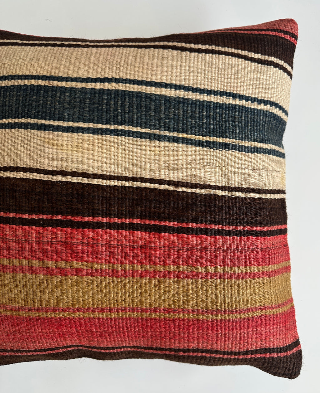 Handmade Striped Multicolour Turkish Rug Cushion Cover 18''x18'' / 45x44 CM