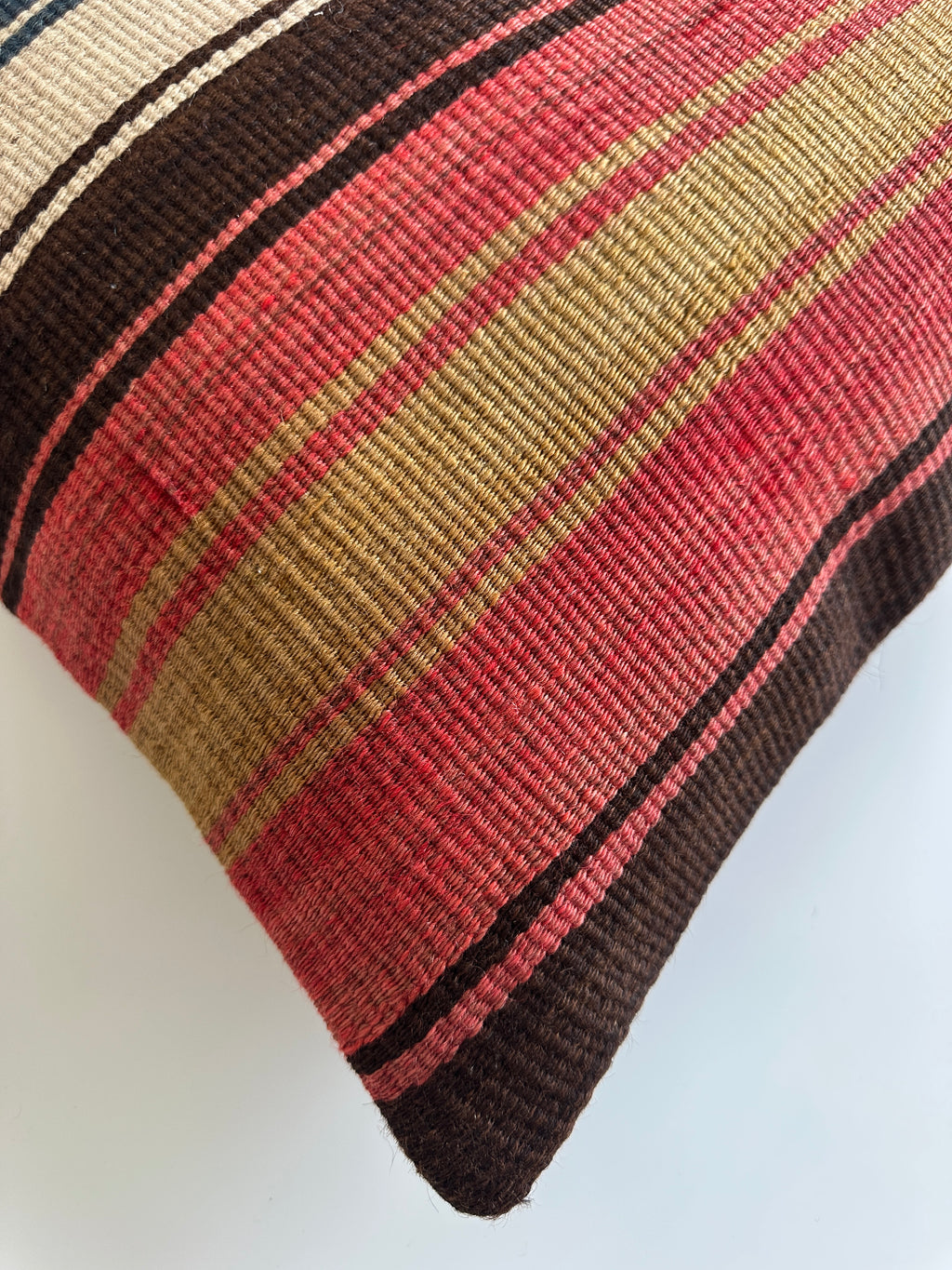 Handmade Striped Multicolour Turkish Rug Cushion Cover 18''x18'' / 45x44 CM