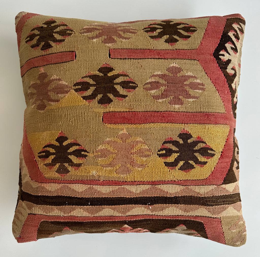 Handmade Multicolour Turkish Rug Cushion Cover 18''x18'' / 46x45 CM