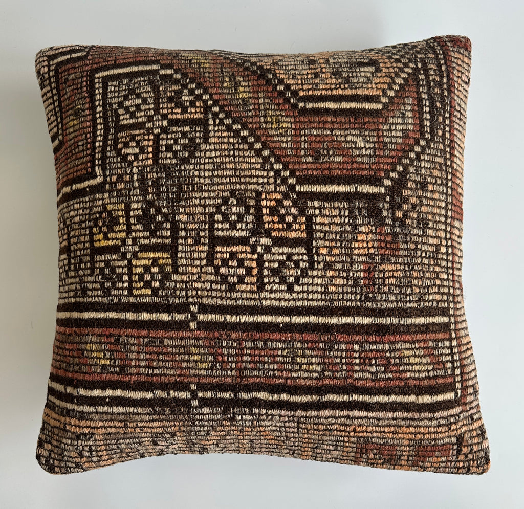 Handmade Multicolour Turkish Rug Cushion Cover 18''x18'' / 46x45 CM