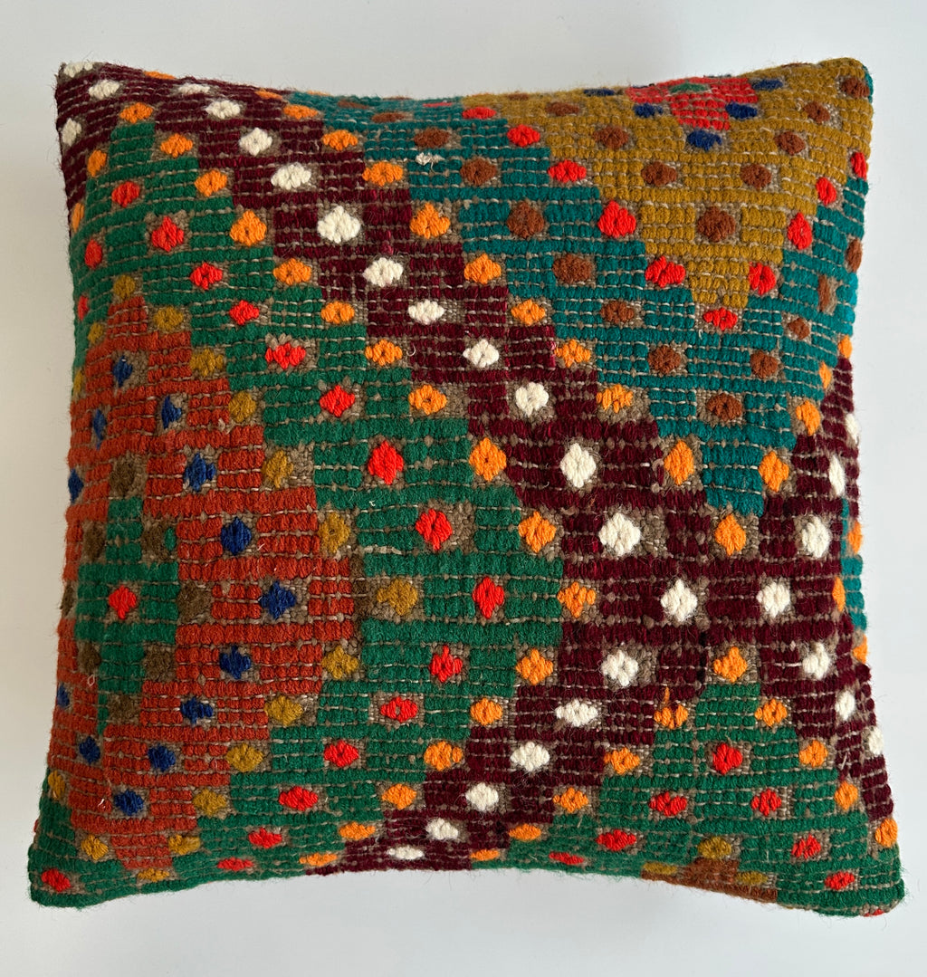 Handmade Multicolour Turkish Rug Cushion Cover 18''x18'' / 44x44 CM