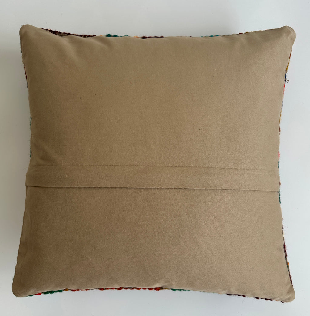 Handmade Multicolour Turkish Rug Cushion Cover 18''x18'' / 44x44 CM