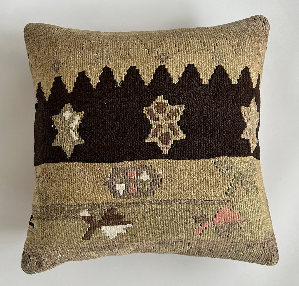 Handmade Multicolour Turkish Rug Cushion Cover 18''x18'' / 45x45 CM