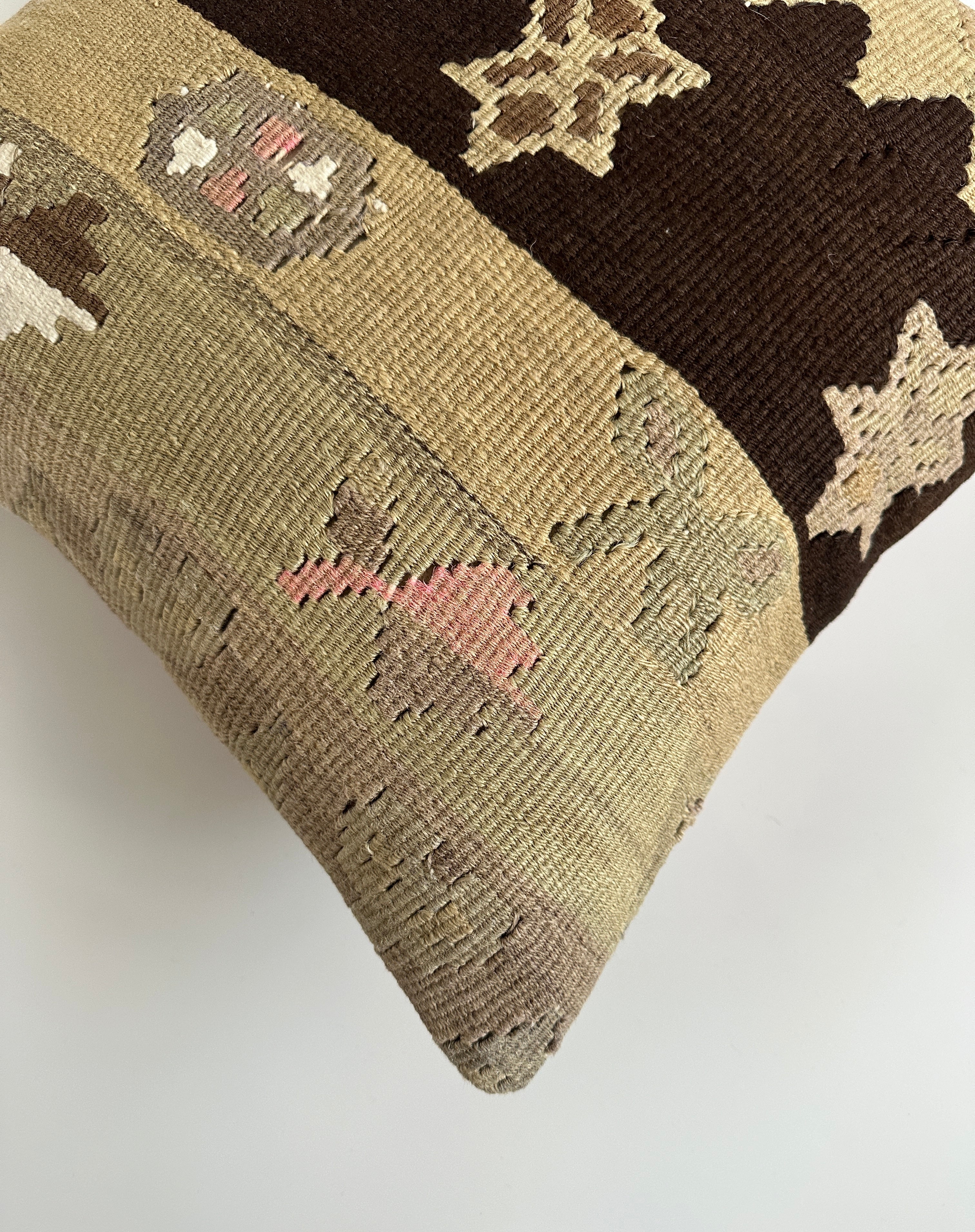 Handmade Multicolour Turkish Rug Cushion Cover 18''x18'' / 45x45 CM