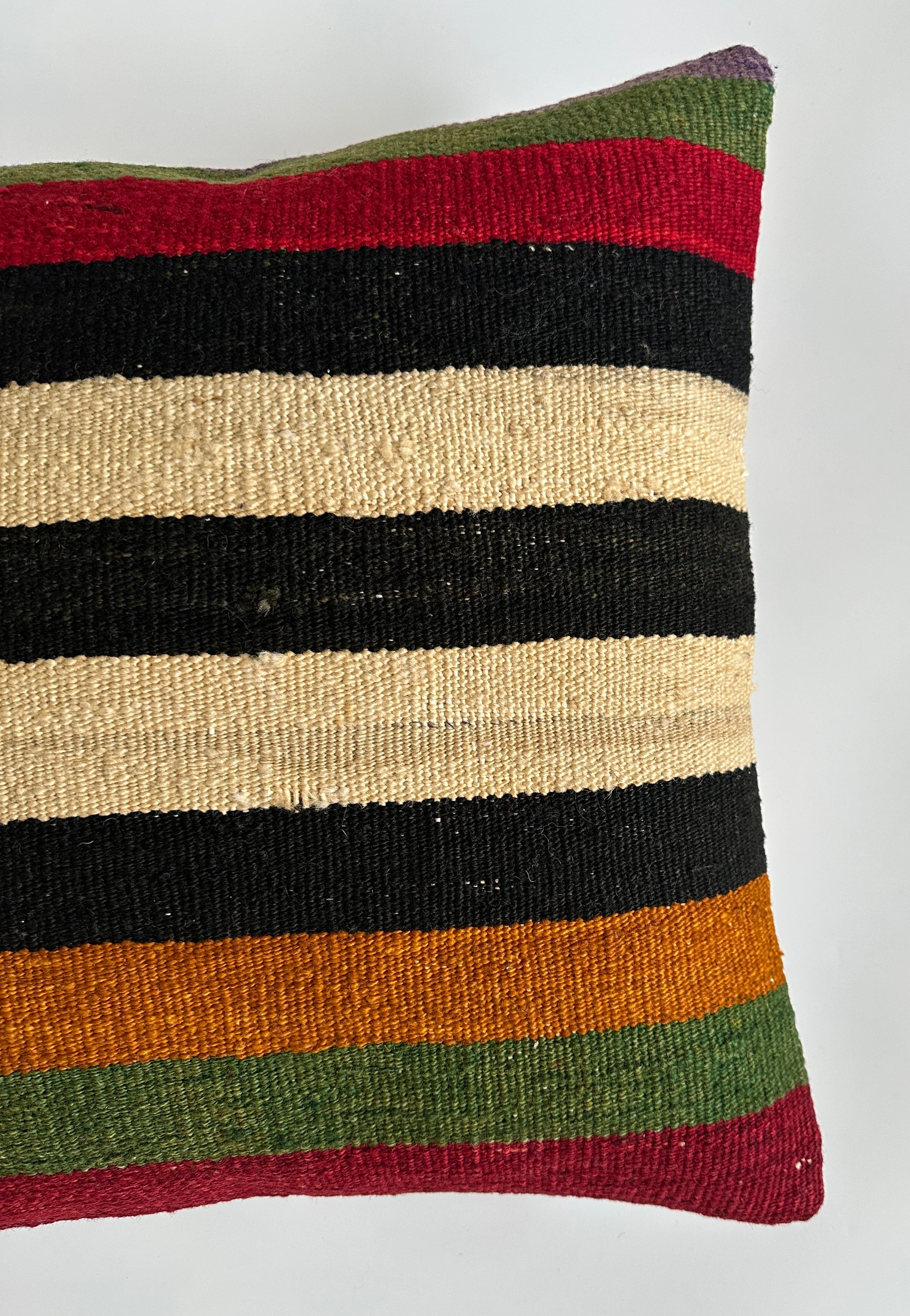 Handmade Striped Multicolour Turkish Rug Cushion Cover 18''x18'' / 45x44 CM