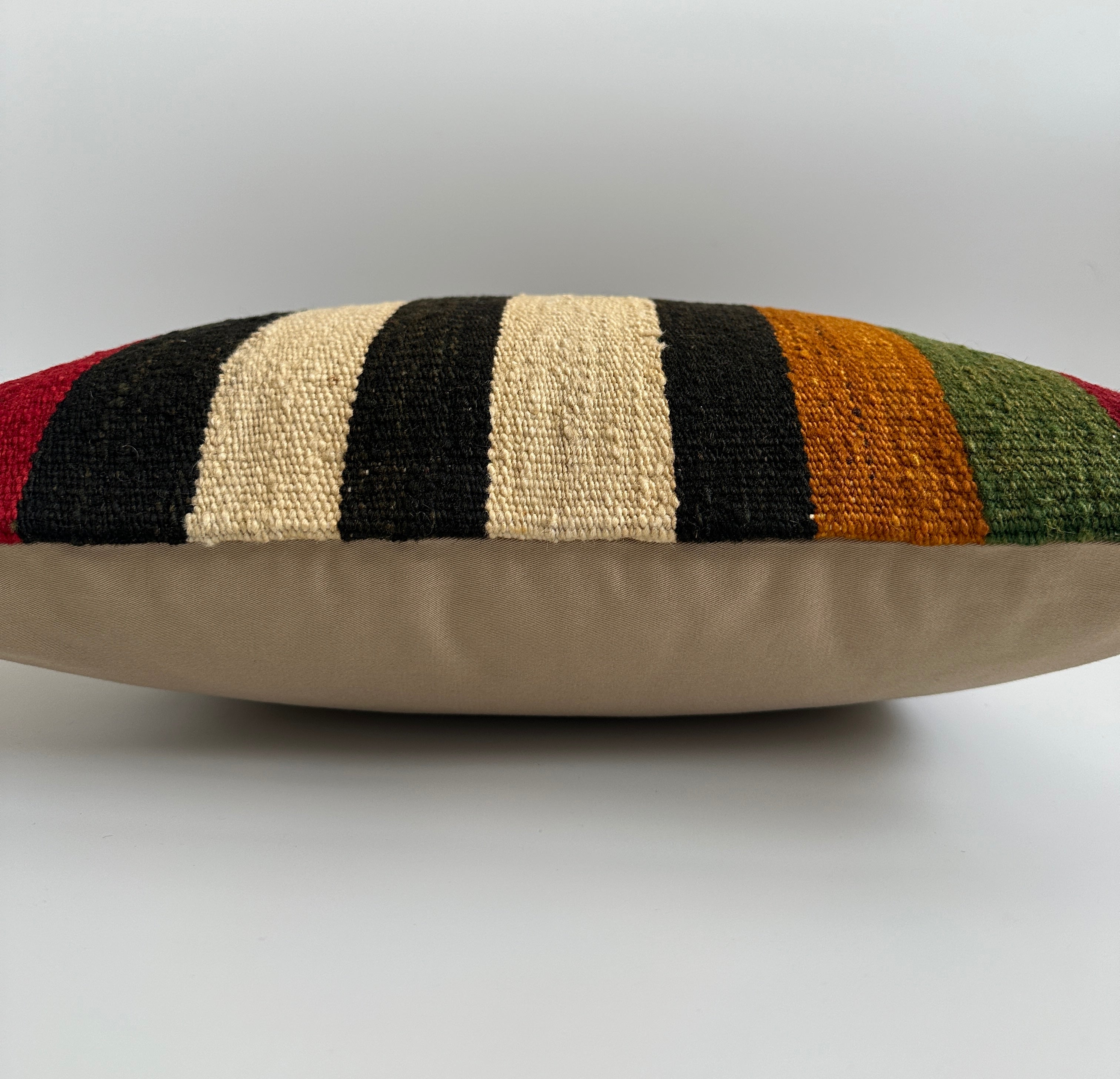 Handmade Striped Multicolour Turkish Rug Cushion Cover 18''x18'' / 45x44 CM