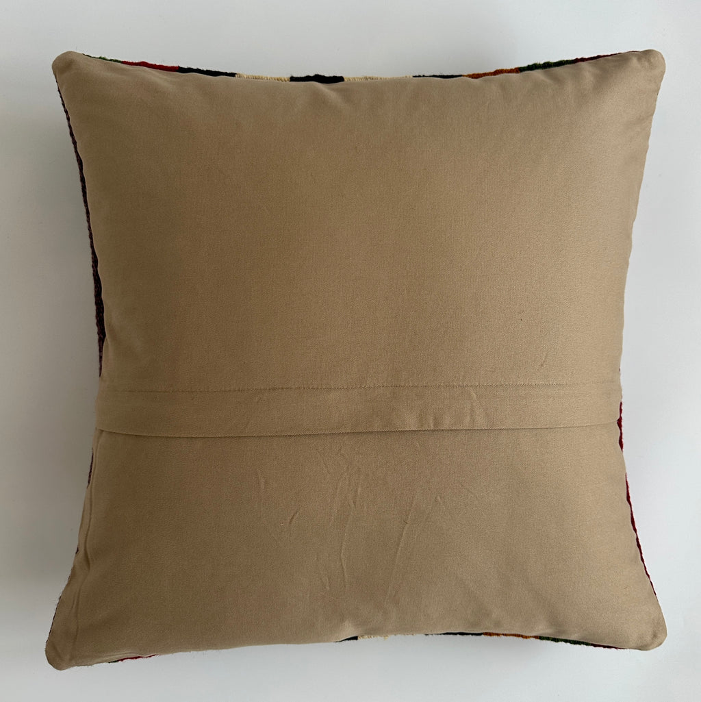 Handmade Striped Multicolour Turkish Rug Cushion Cover 18''x18'' / 45x44 CM