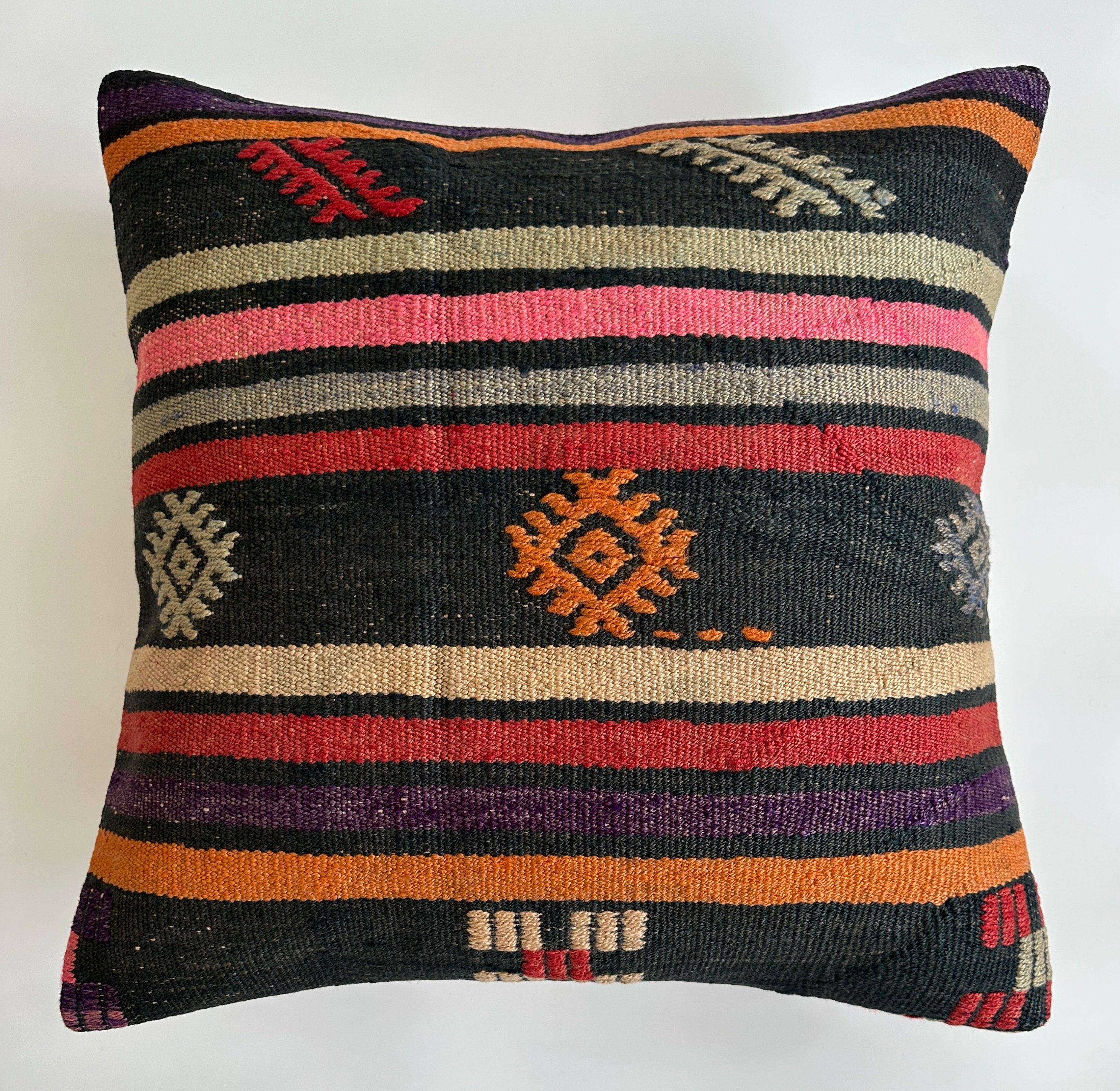 Handmade Multicolour Turkish Rug Cushion Cover 20''x20'' / 50x50 CM
