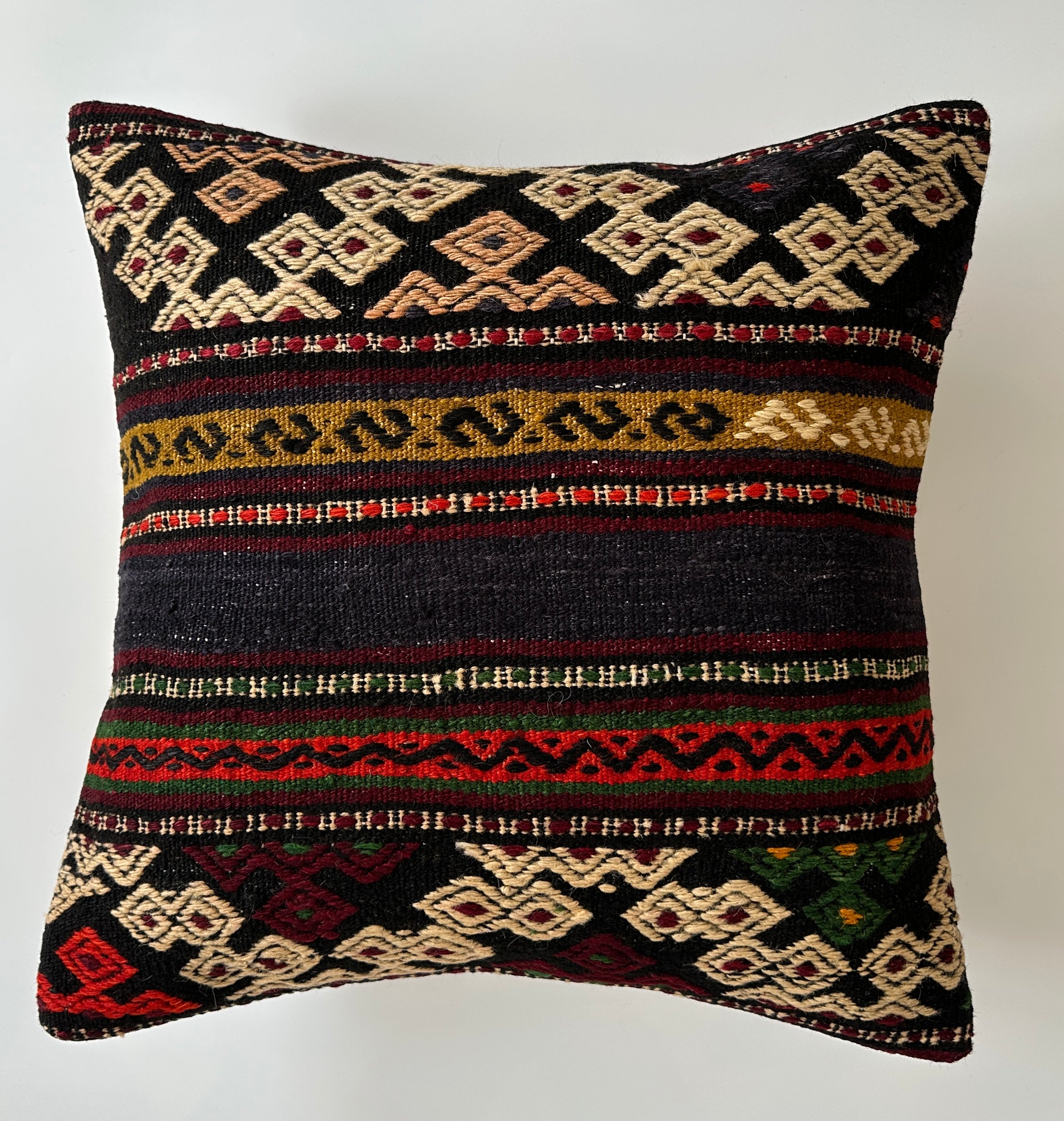 Handmade Multicolour Turkish Rug Cushion Cover 20''x20'' / 50x50 CM