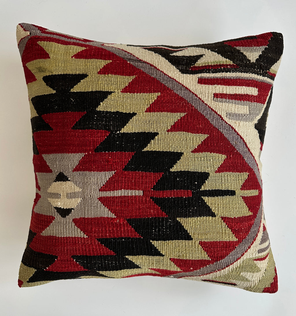 Handmade Multicolour Turkish Rug Cushion Cover 20''x20'' / 50x50 CM