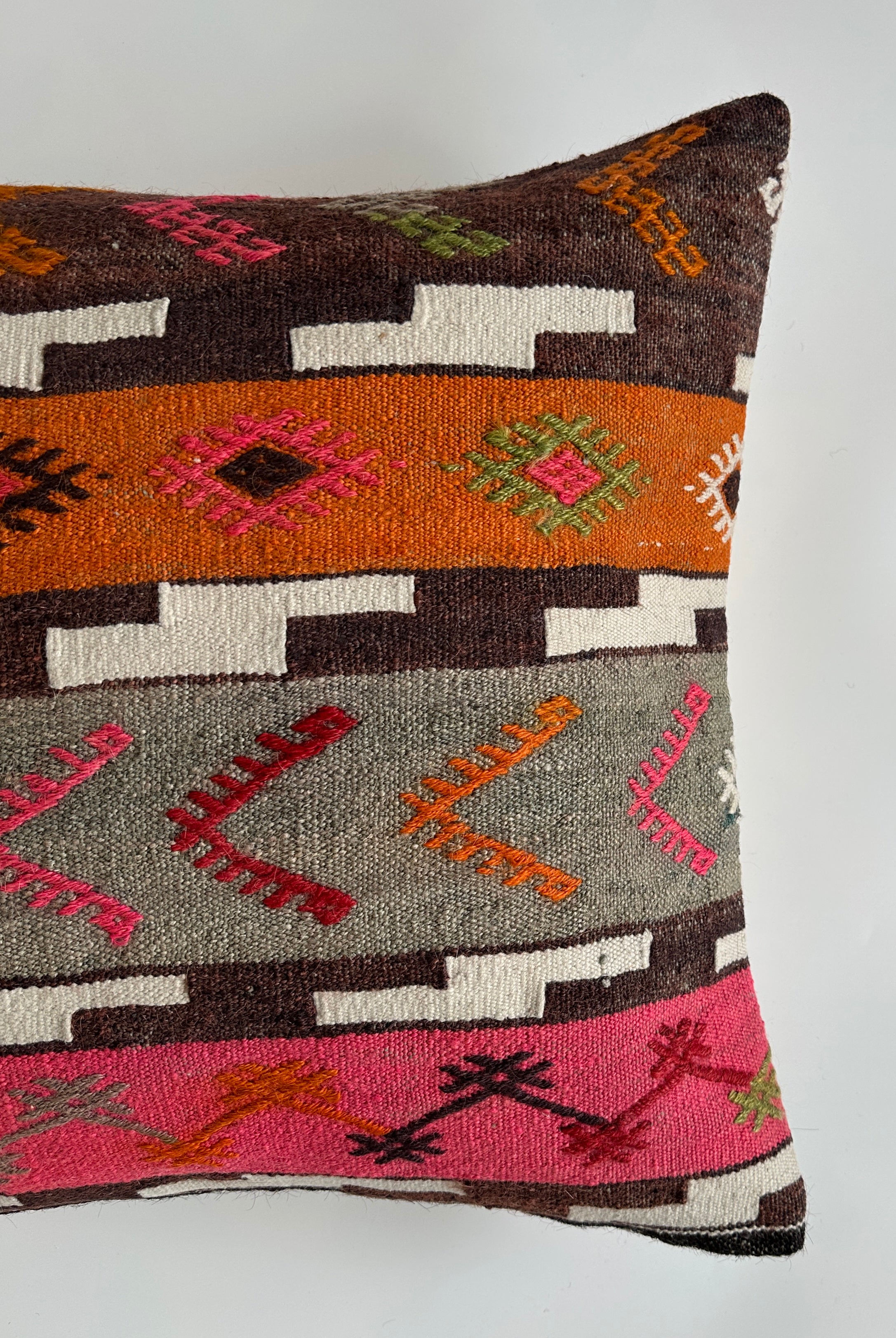 Handmade Multicolour Turkish Rug Cushion Cover 20''x20'' / 50x50 CM