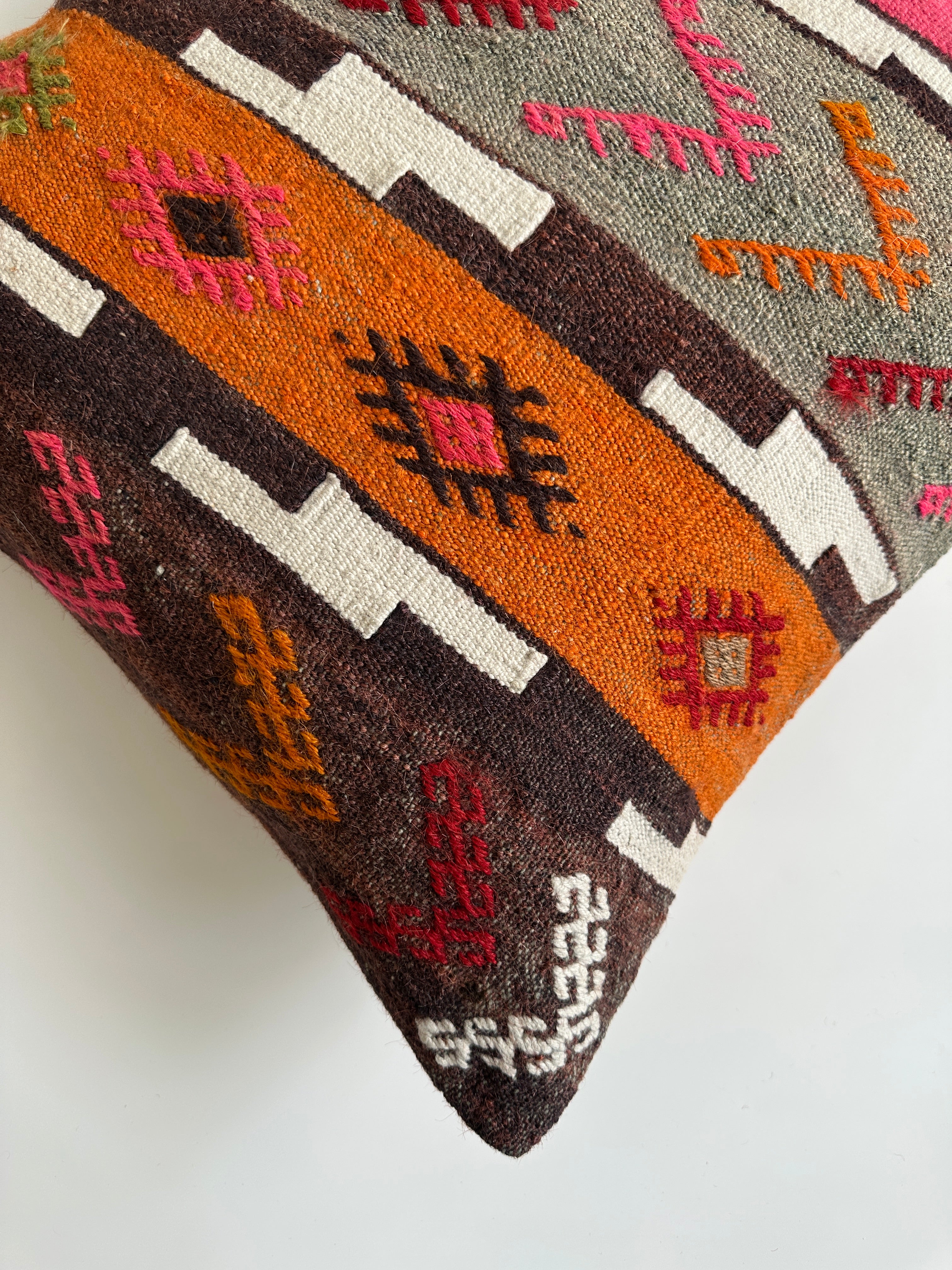 Handmade Multicolour Turkish Rug Cushion Cover 20''x20'' / 50x50 CM