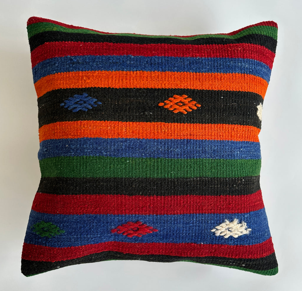 Handmade Multicolour Turkish Rug Cushion Cover 20''x20'' / 50x50 CM