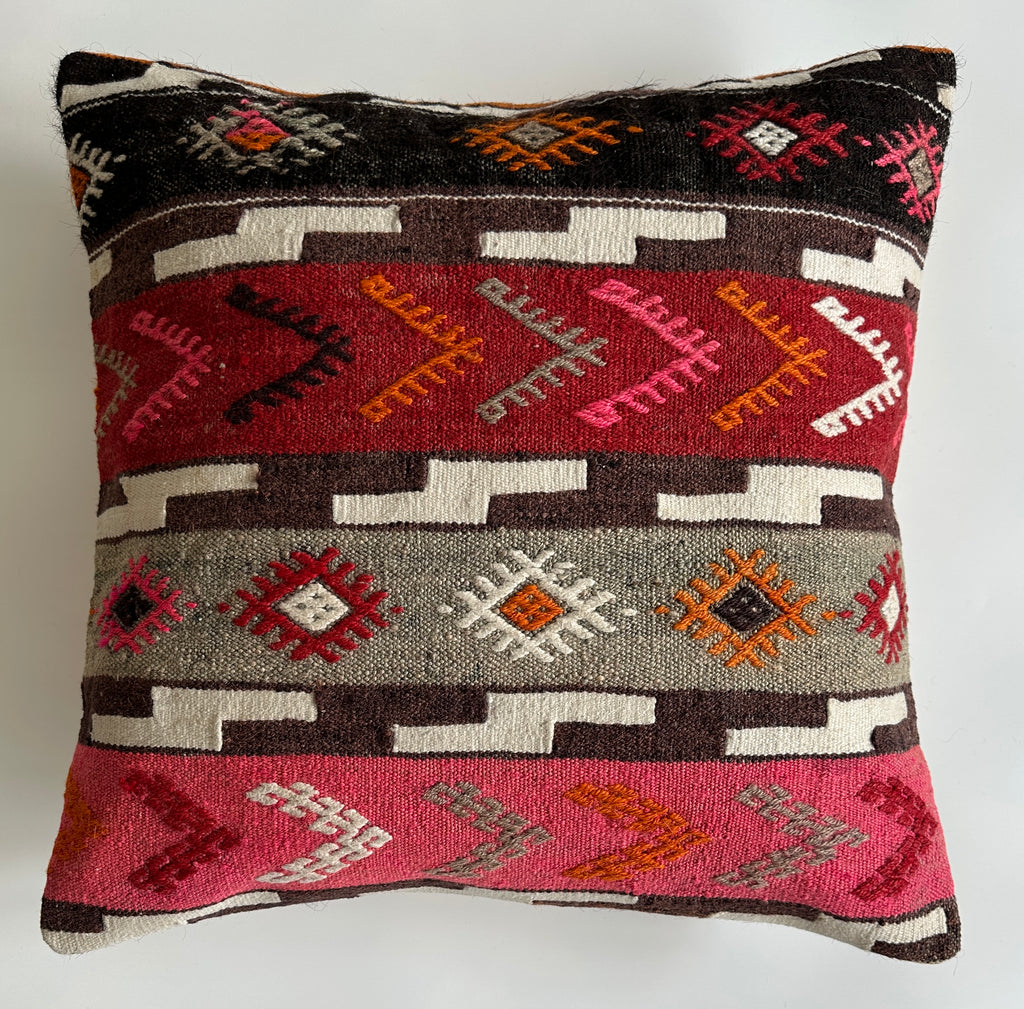 Handmade Multicolour Turkish Rug Cushion Cover 20''x20'' / 50x50 CM