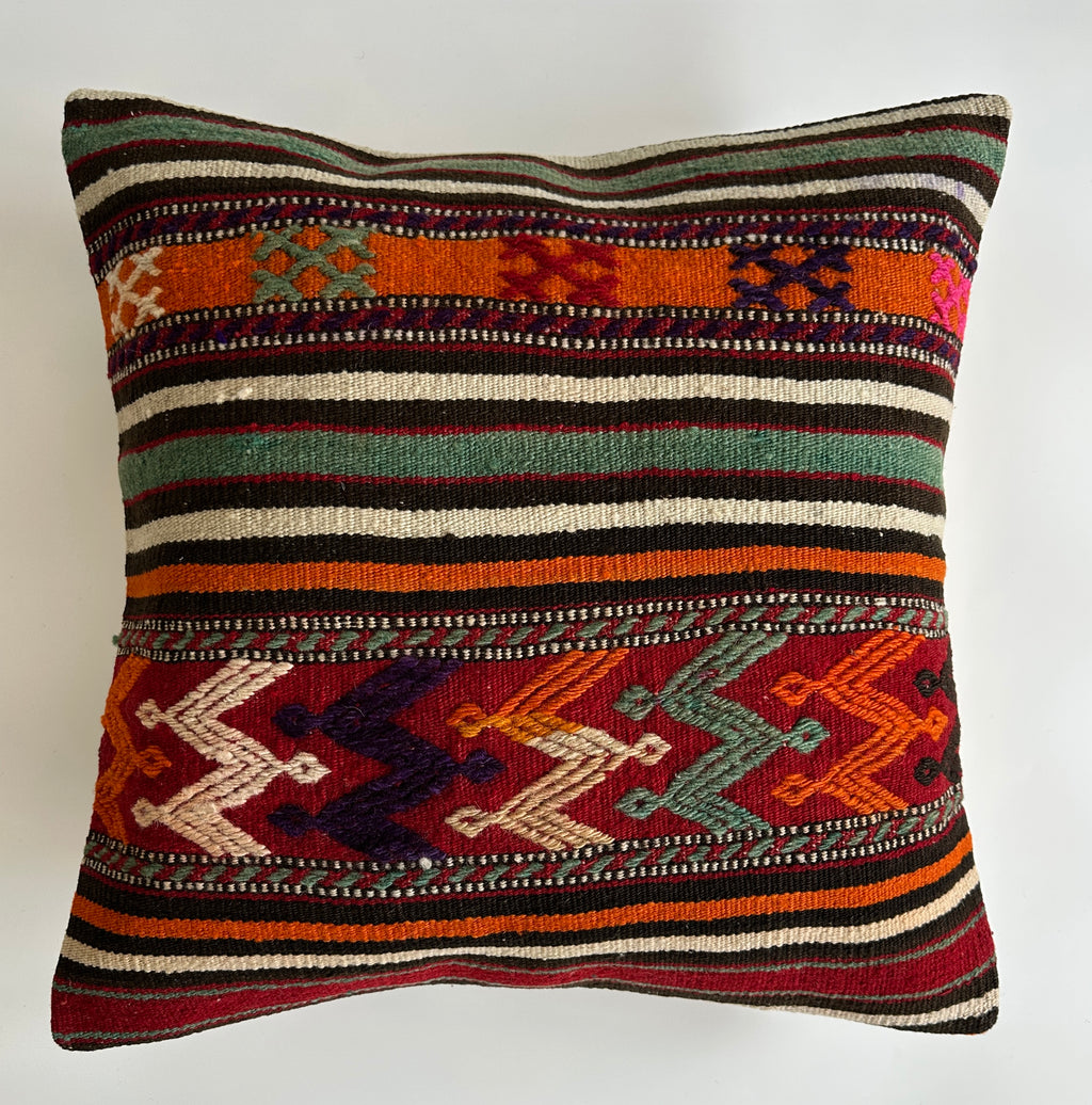 Handmade Multicolour Turkish Rug Cushion Cover 20''x20'' / 50x50 CM