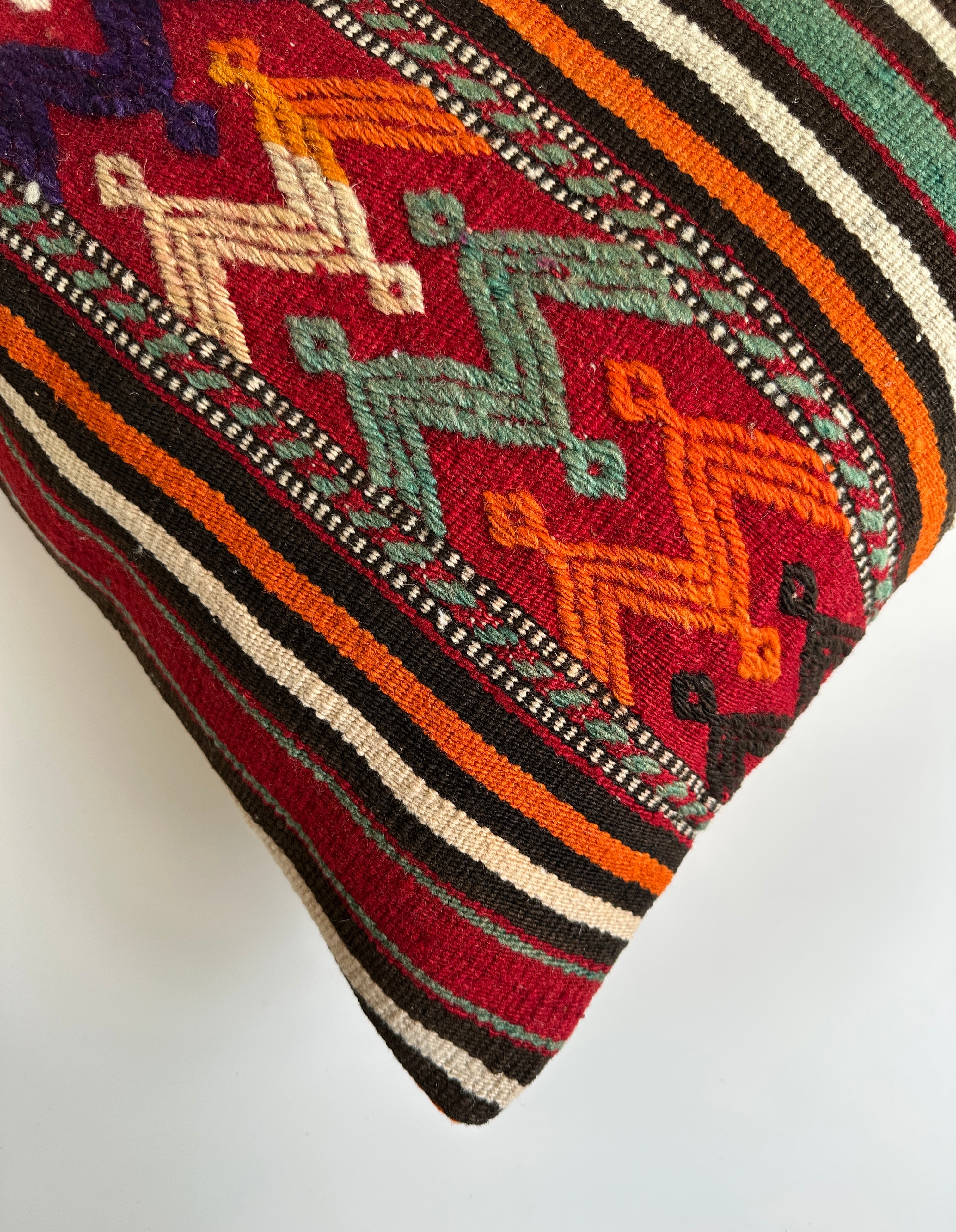 Handmade Multicolour Turkish Rug Cushion Cover 20''x20'' / 50x50 CM