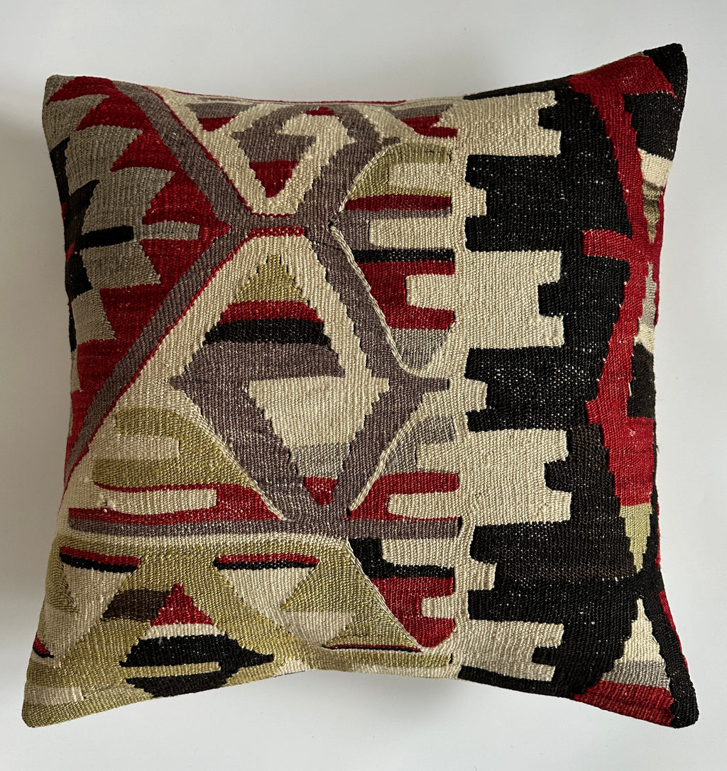 Handmade Multicolour Turkish Rug Cushion Cover 20''x20'' / 50x50 CM
