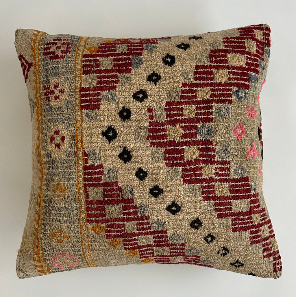 Handmade Multicolour Turkish Rug Cushion Cover 20''x20'' / 50x50 CM