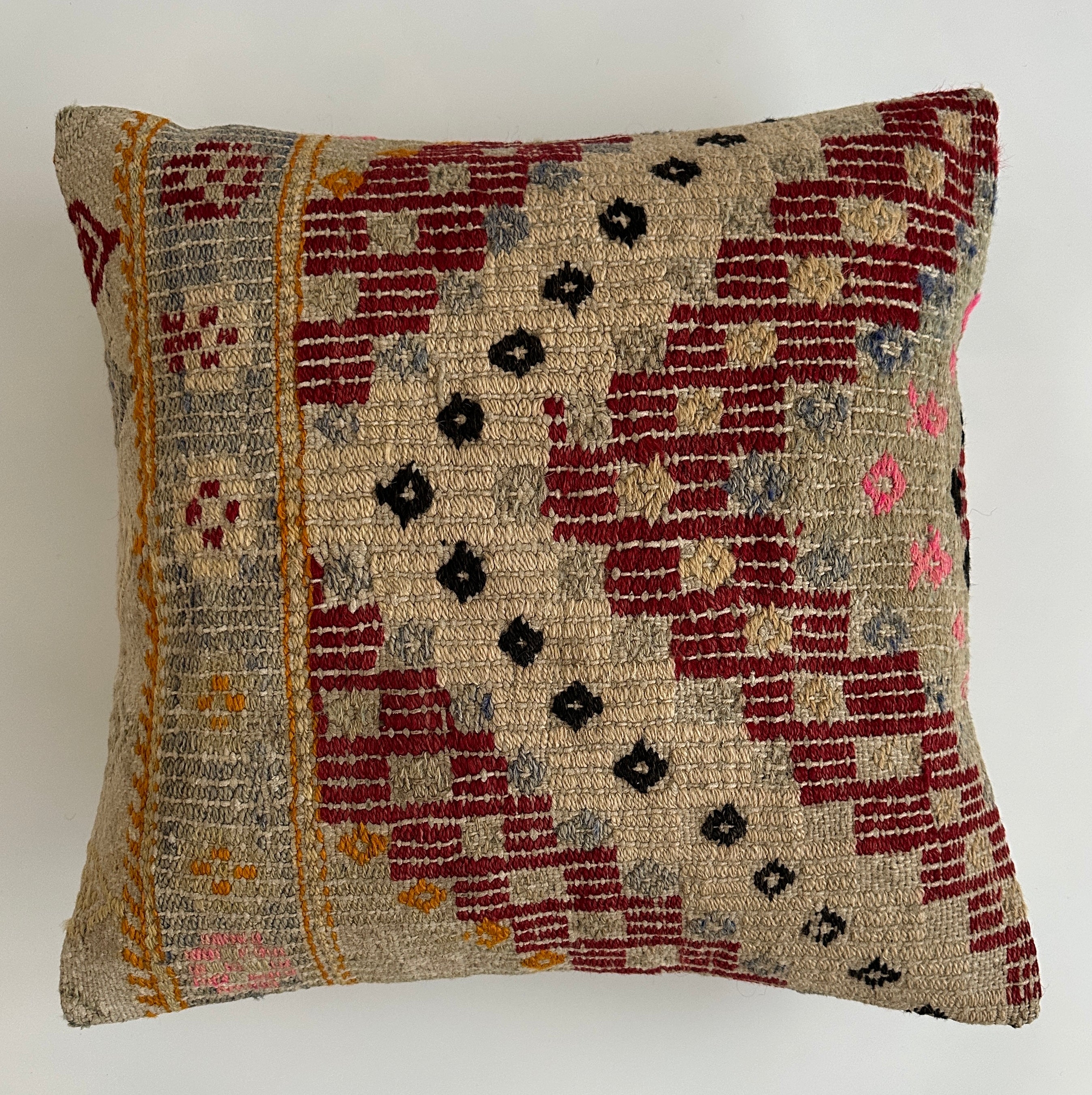 Handmade Multicolour Turkish Rug Cushion Cover 20''x20'' / 50x50 CM