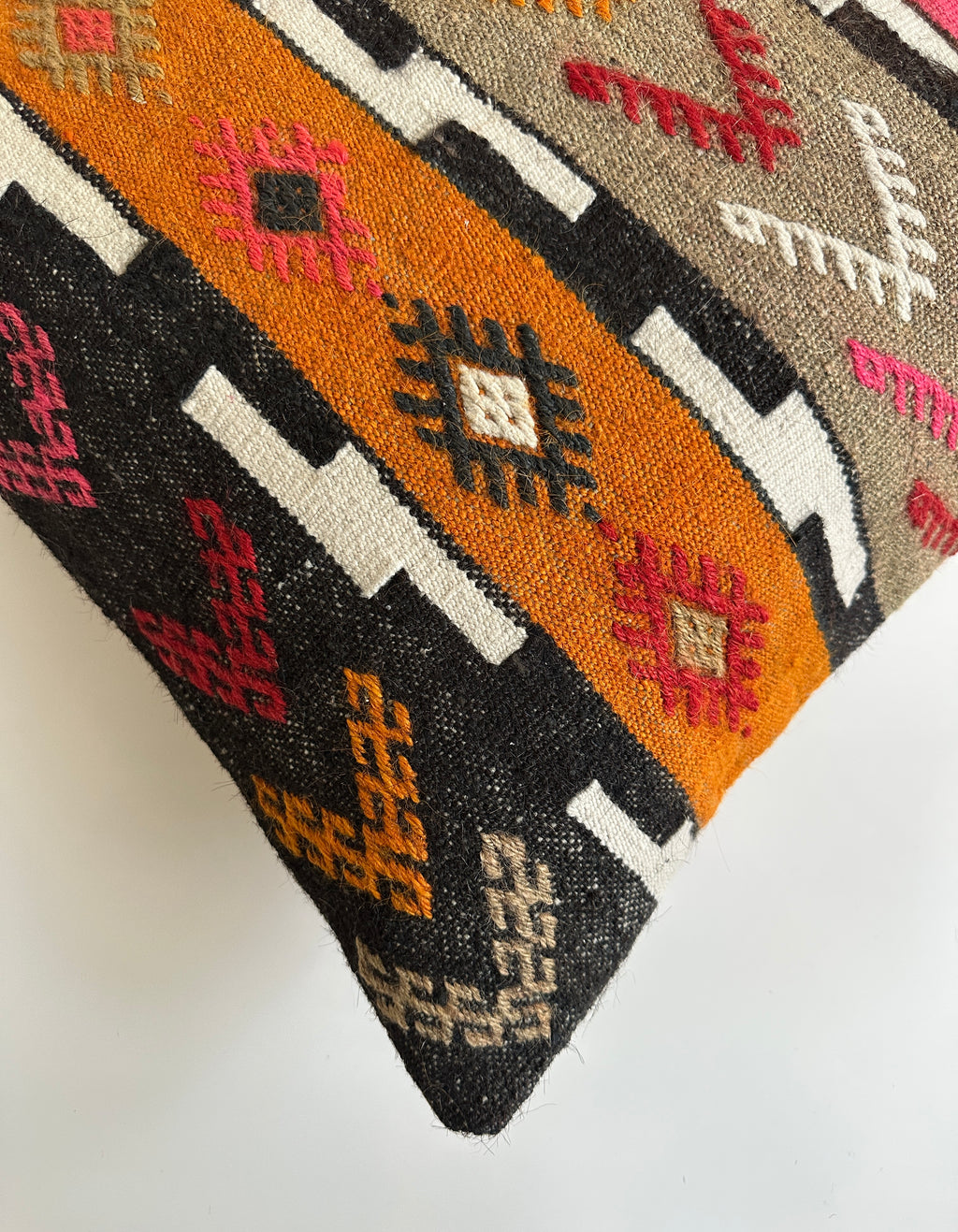 Handmade Multicolour Turkish Rug Cushion Cover 20''x20'' / 50x50 CM