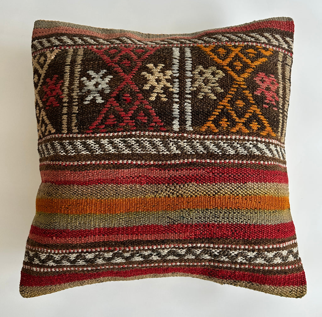 Handmade Multicolour Turkish Rug Cushion Cover 20''x20'' / 50x50 CM
