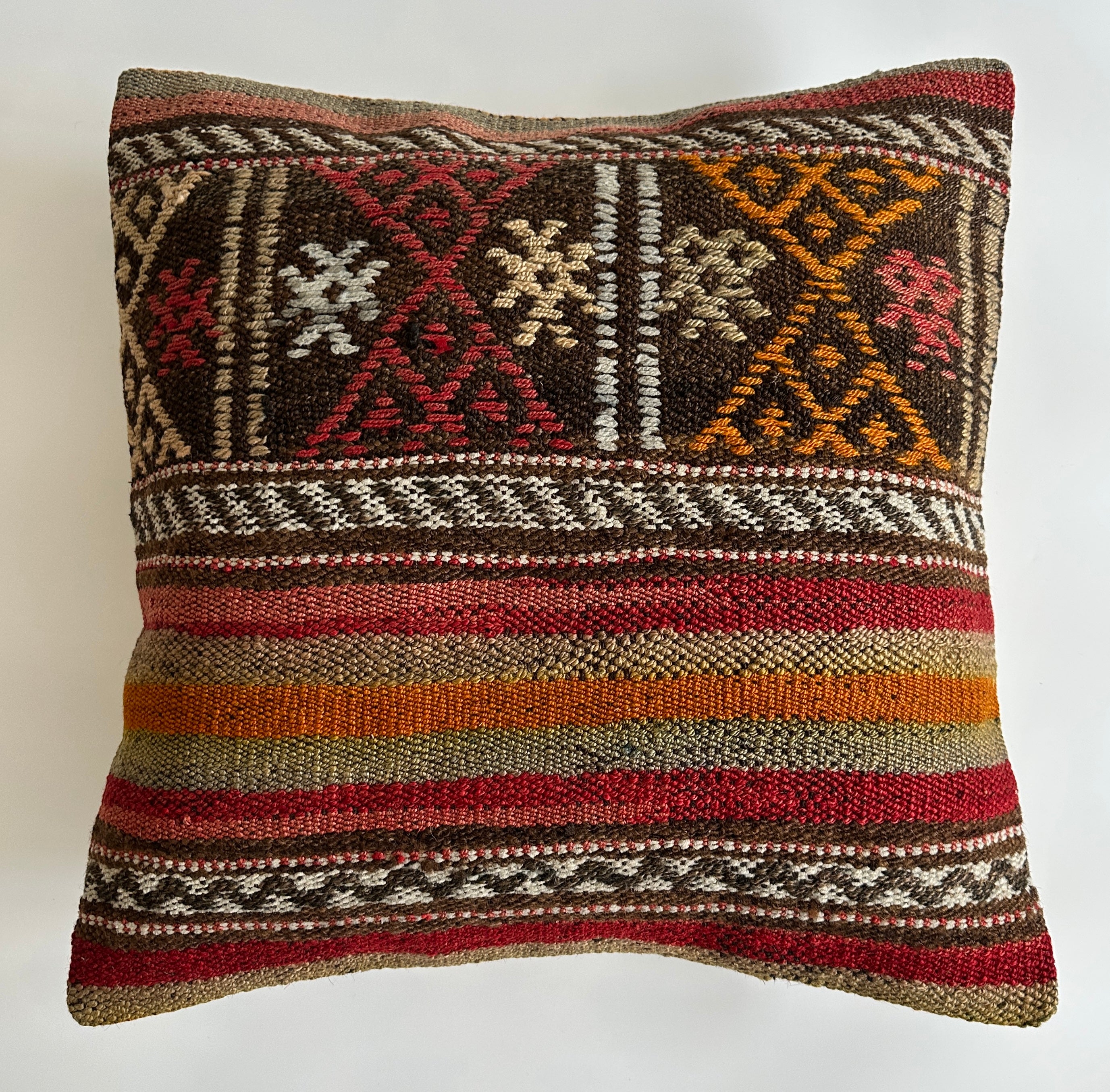 Handmade Multicolour Turkish Rug Cushion Cover 20''x20'' / 50x50 CM