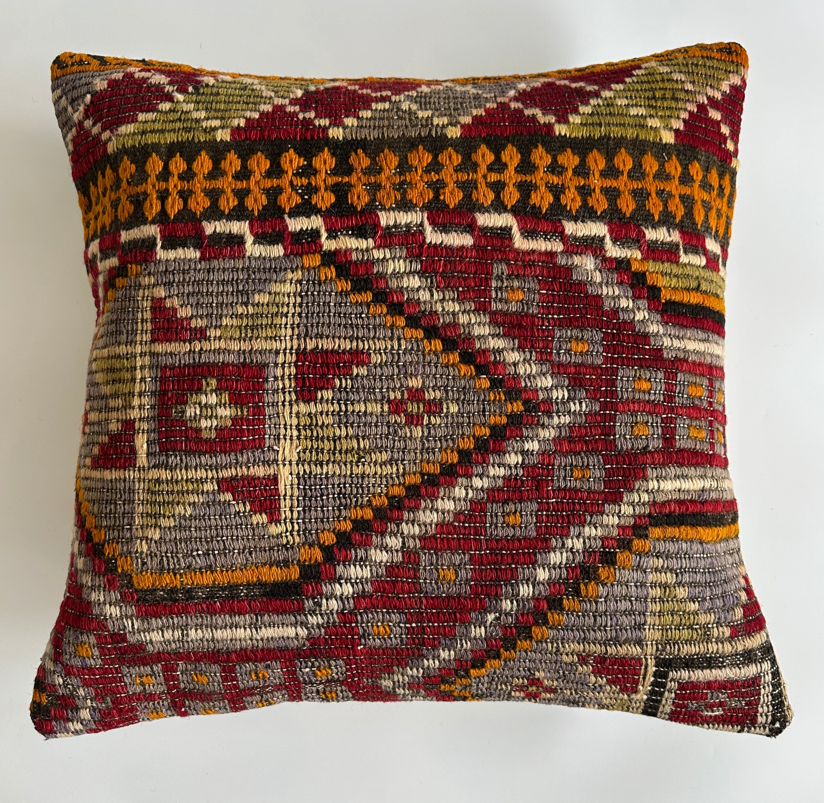 Handmade Multicolour Turkish Rug Cushion Cover 20''x20'' / 50x50 CM