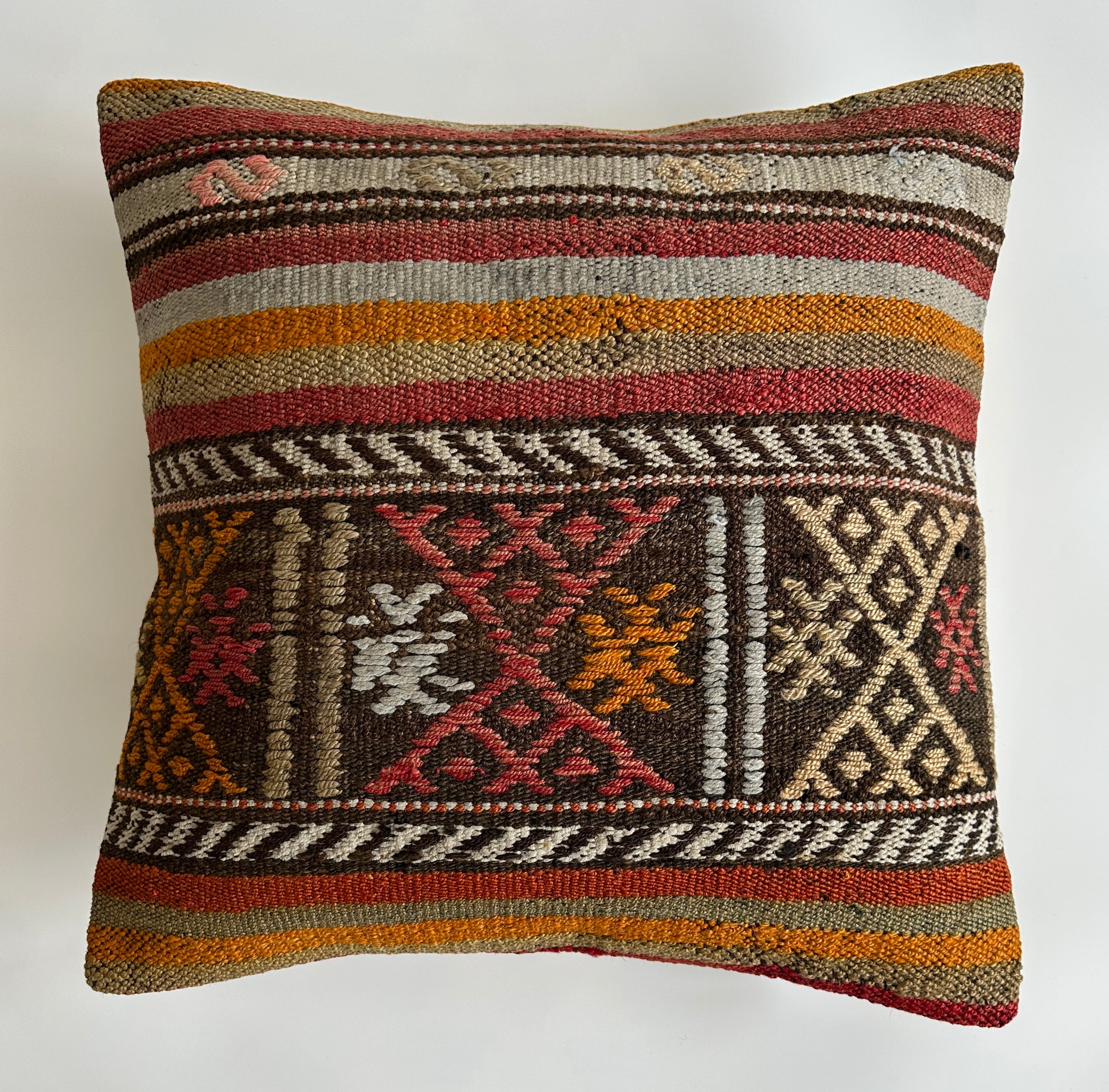 Handmade Multicolour Turkish Rug Cushion Cover 20''x20'' / 50x50 CM
