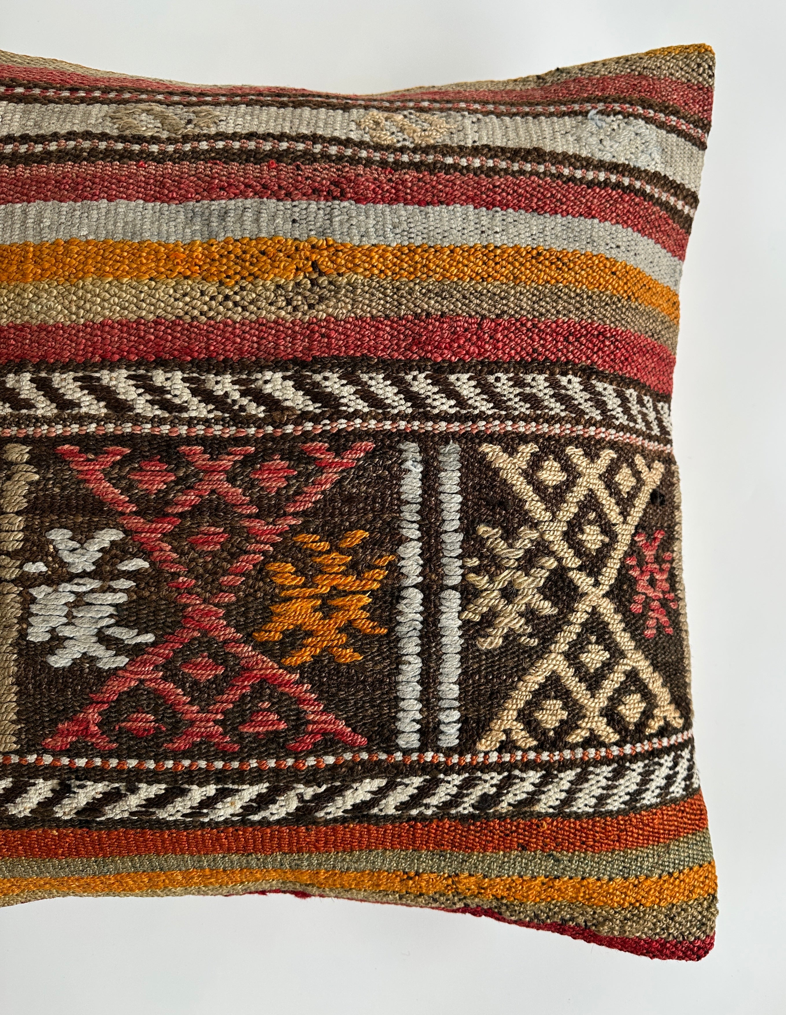 Handmade Multicolour Turkish Rug Cushion Cover 20''x20'' / 50x50 CM