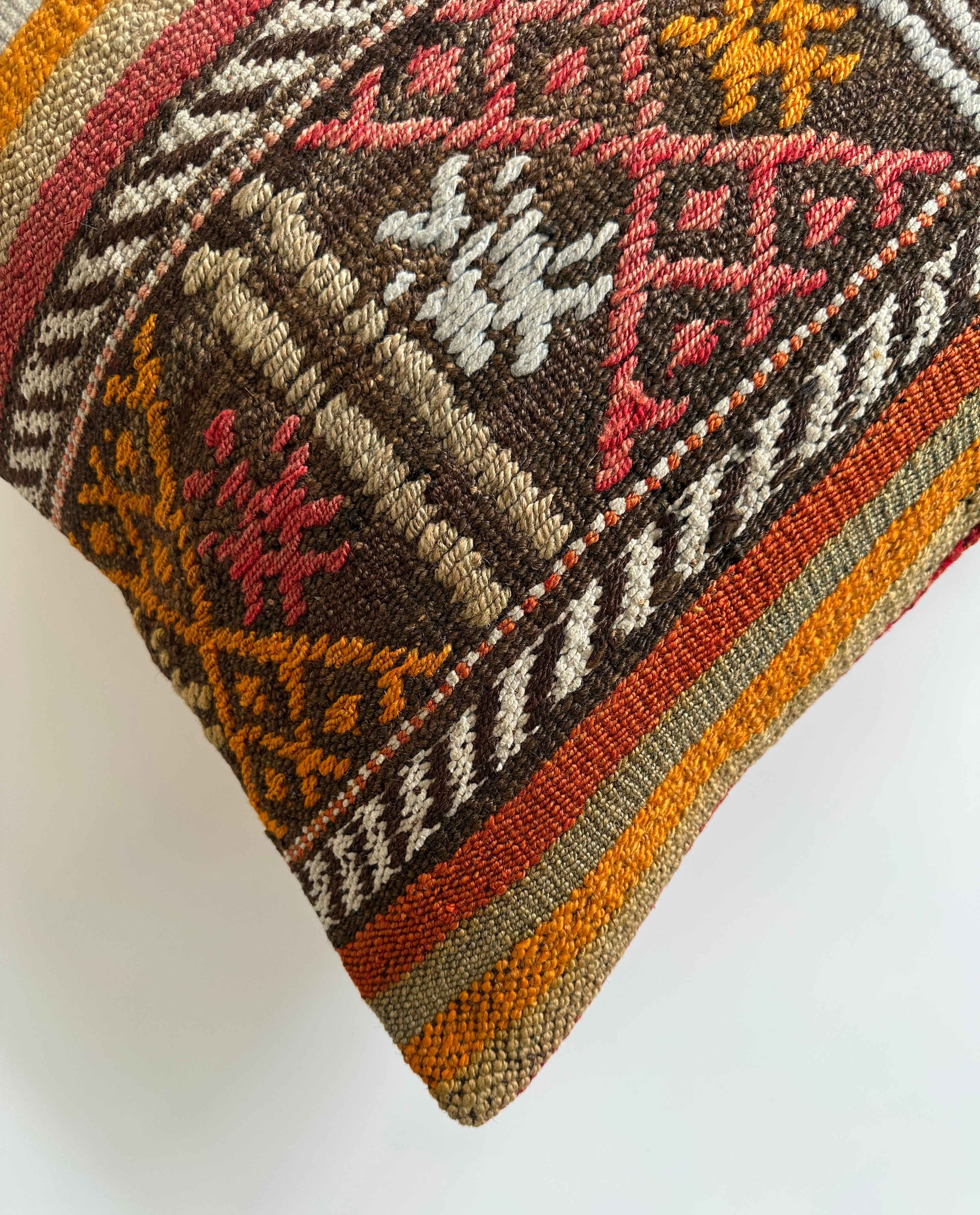 Handmade Multicolour Turkish Rug Cushion Cover 20''x20'' / 50x50 CM