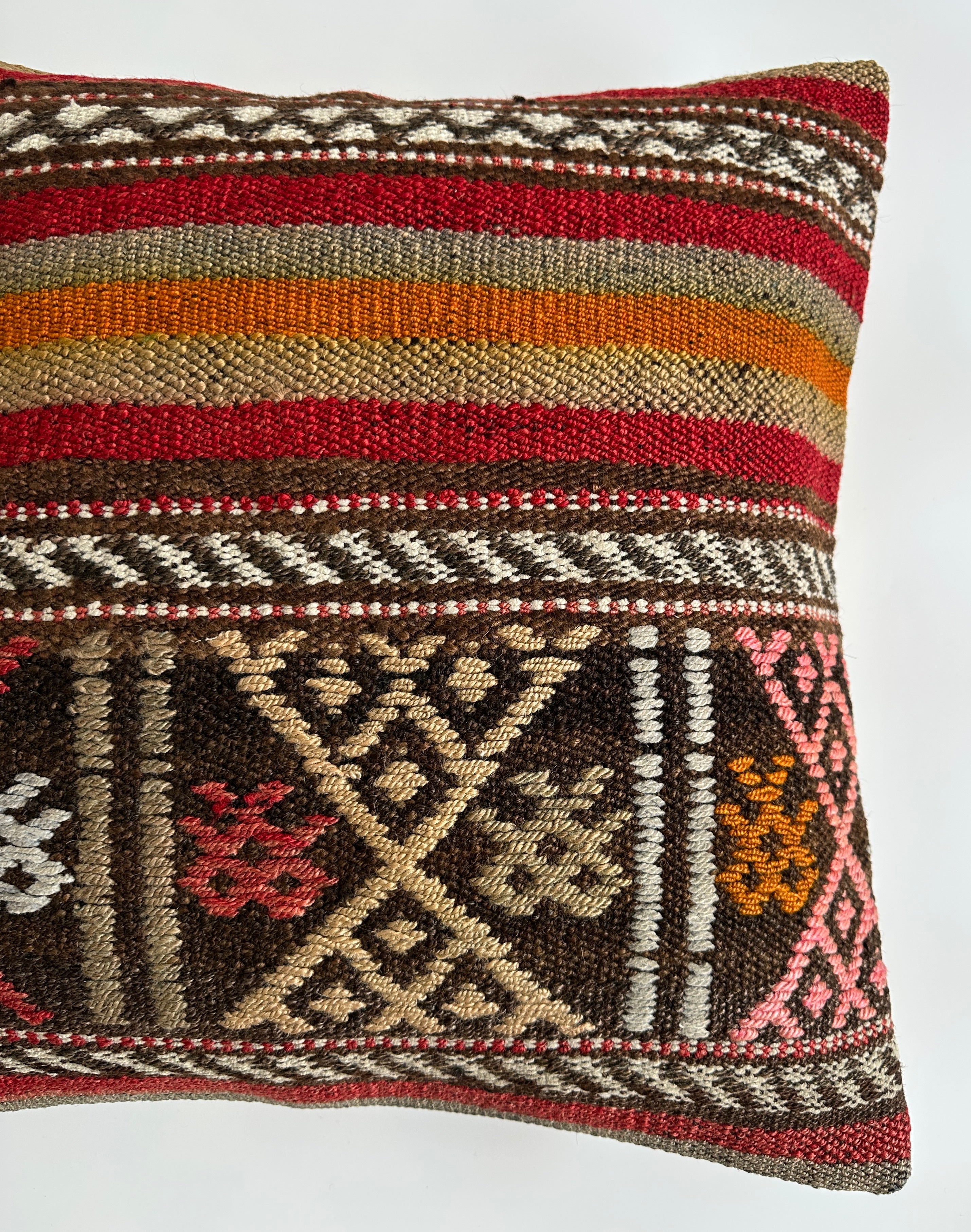 Handmade Multicolour Turkish Rug Cushion Cover 20''x20'' / 50x50 CM