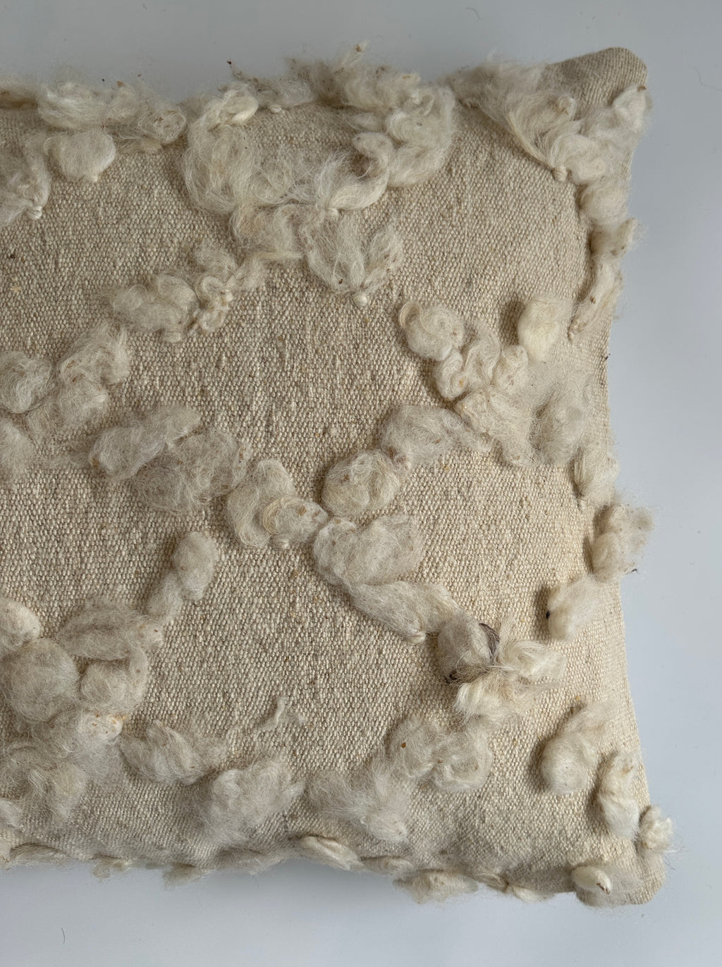 White Wool Turkish Rug Cushion Cover 20''x20'' / 50x50 CM