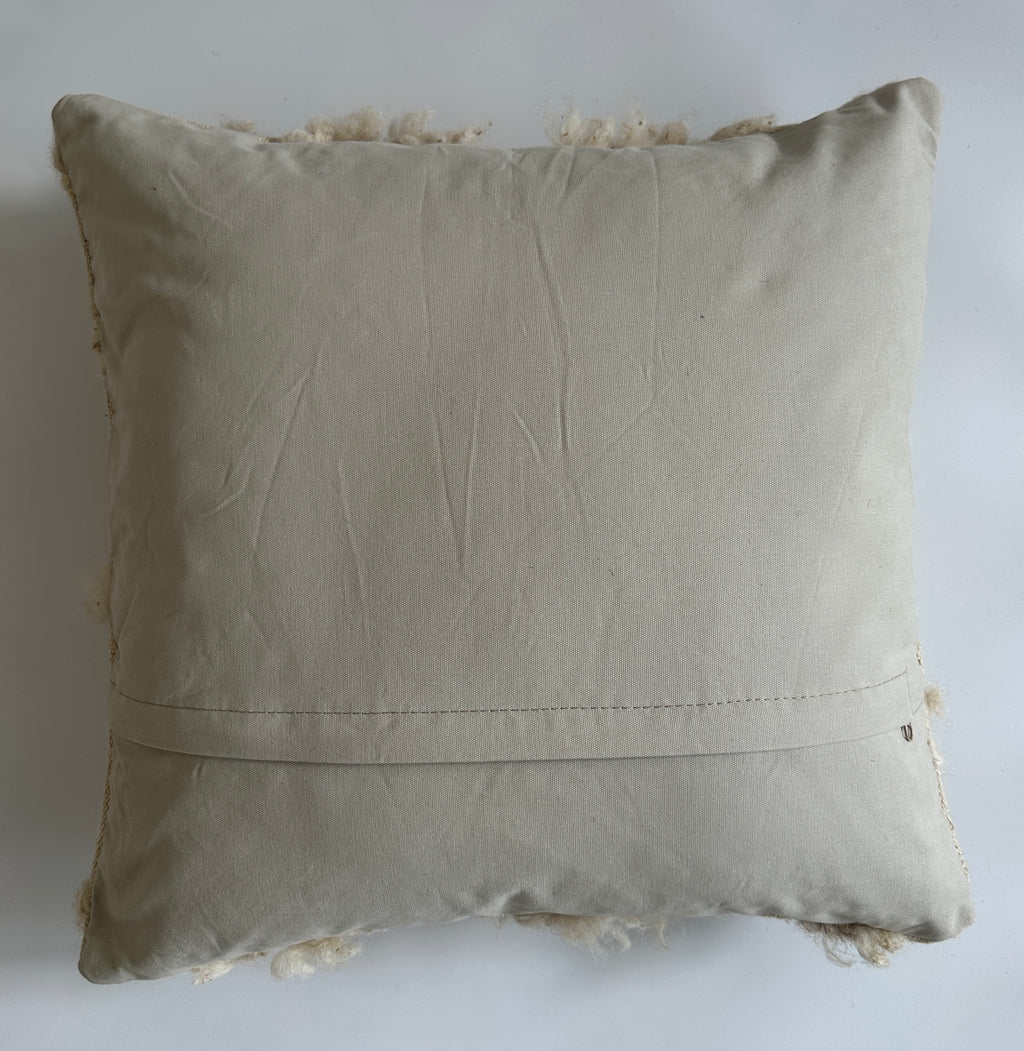 White Wool Turkish Rug Cushion Cover 20''x20'' / 50x50 CM