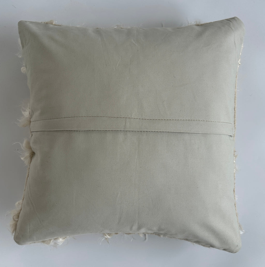 White Wool Turkish Rug Cushion Cover 20''x20'' / 50x50 CM