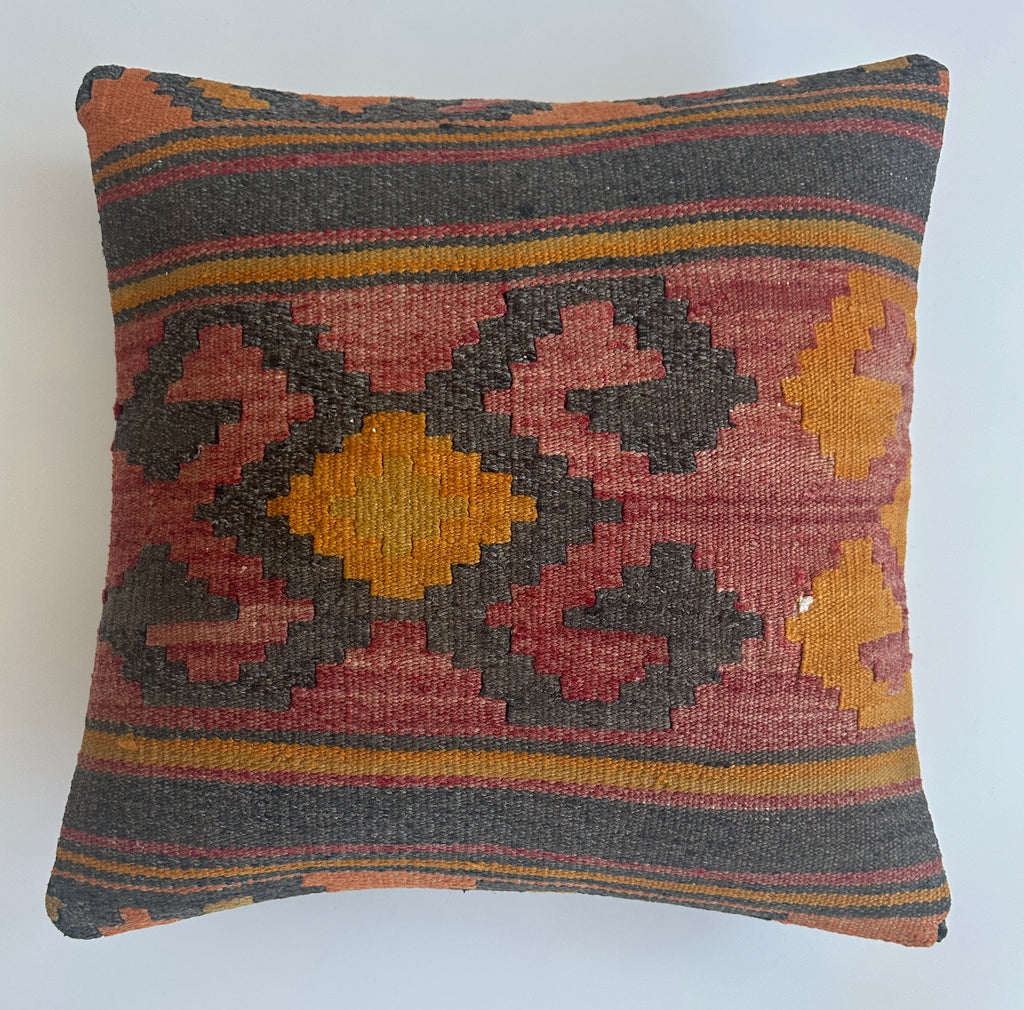 Handmade Turkish Rug Cushion Cover 16''x16'' / 41x41 CM