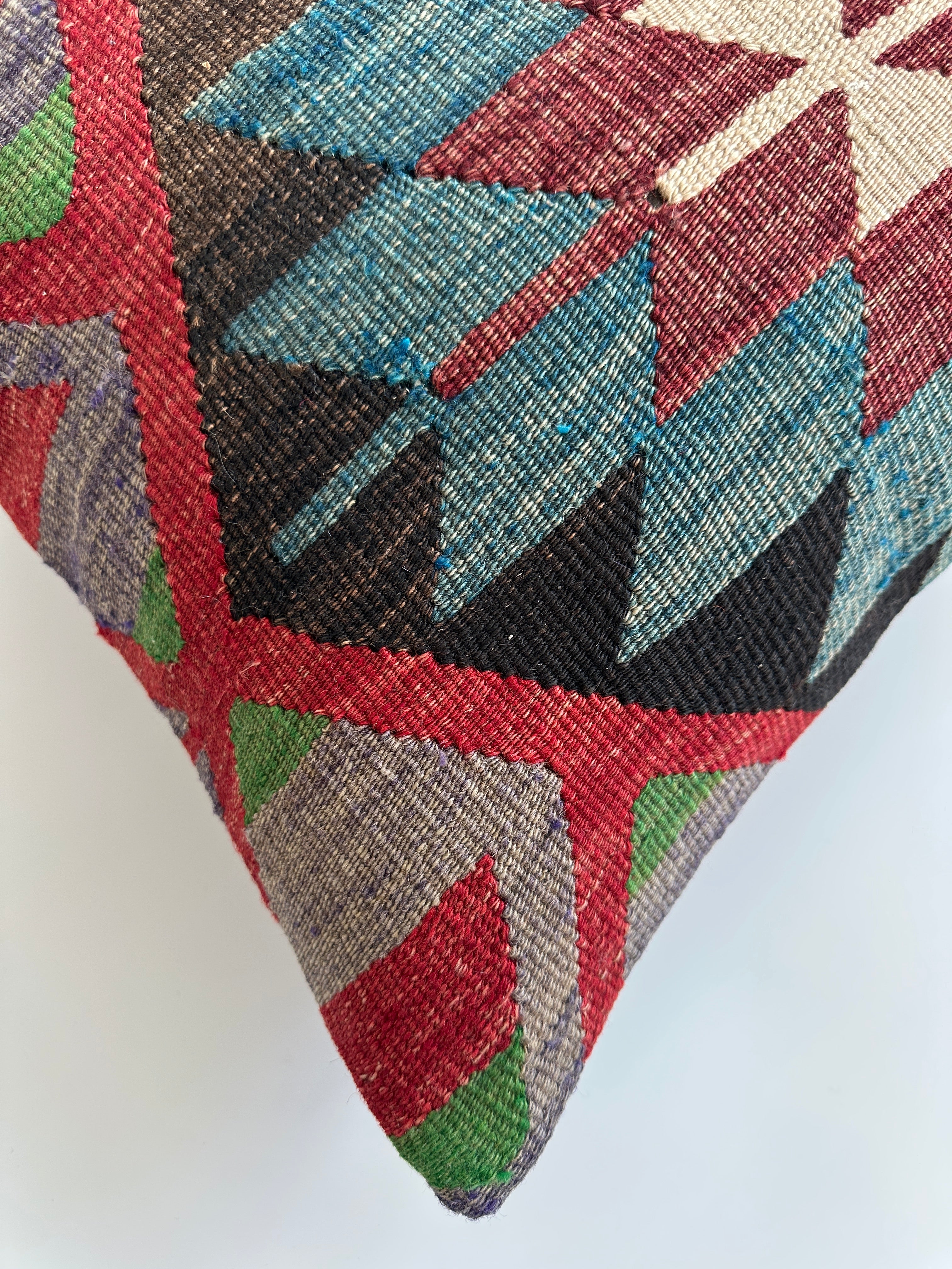 Handmade Multicolour Turkish Rug Cushion Cover 18''x18'' / 44x44 CM