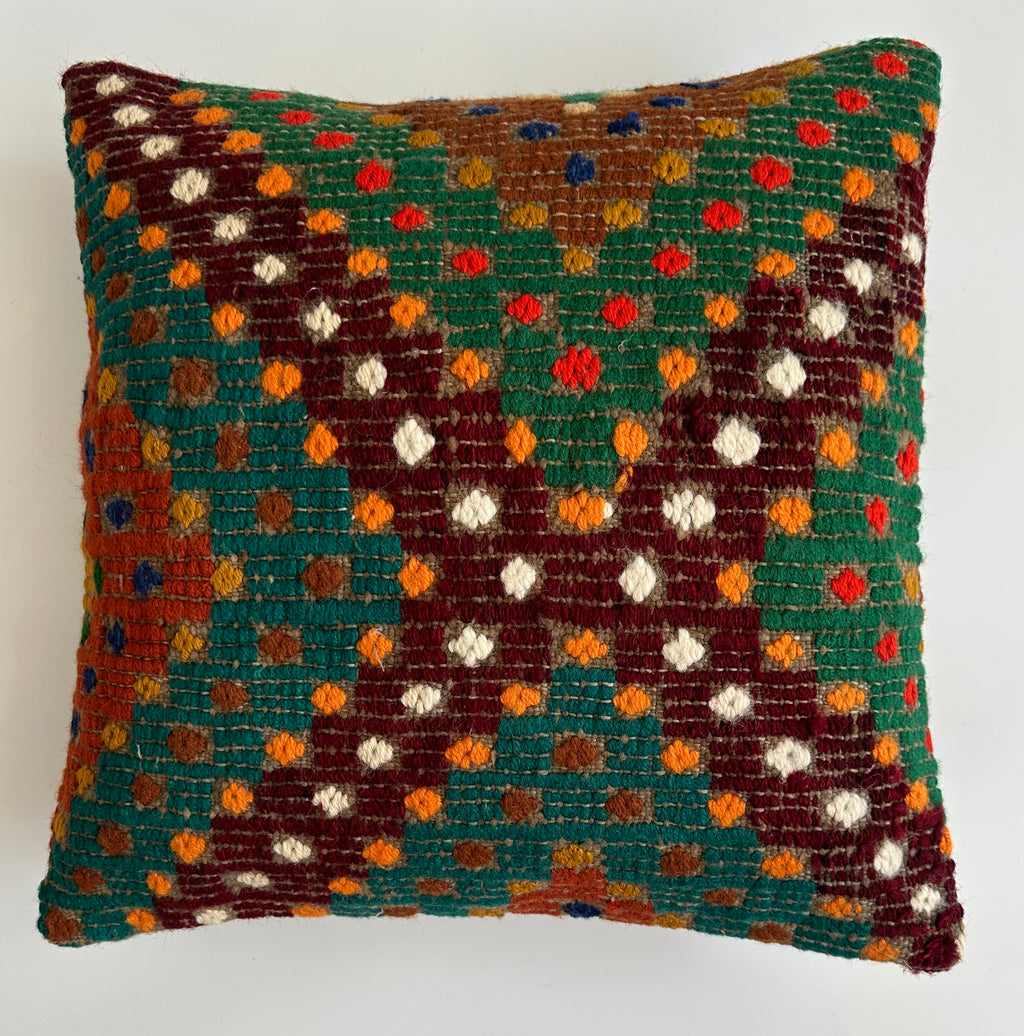 Handmade Multicolour Turkish Rug Cushion Cover 18''x18'' / 45x44 CM