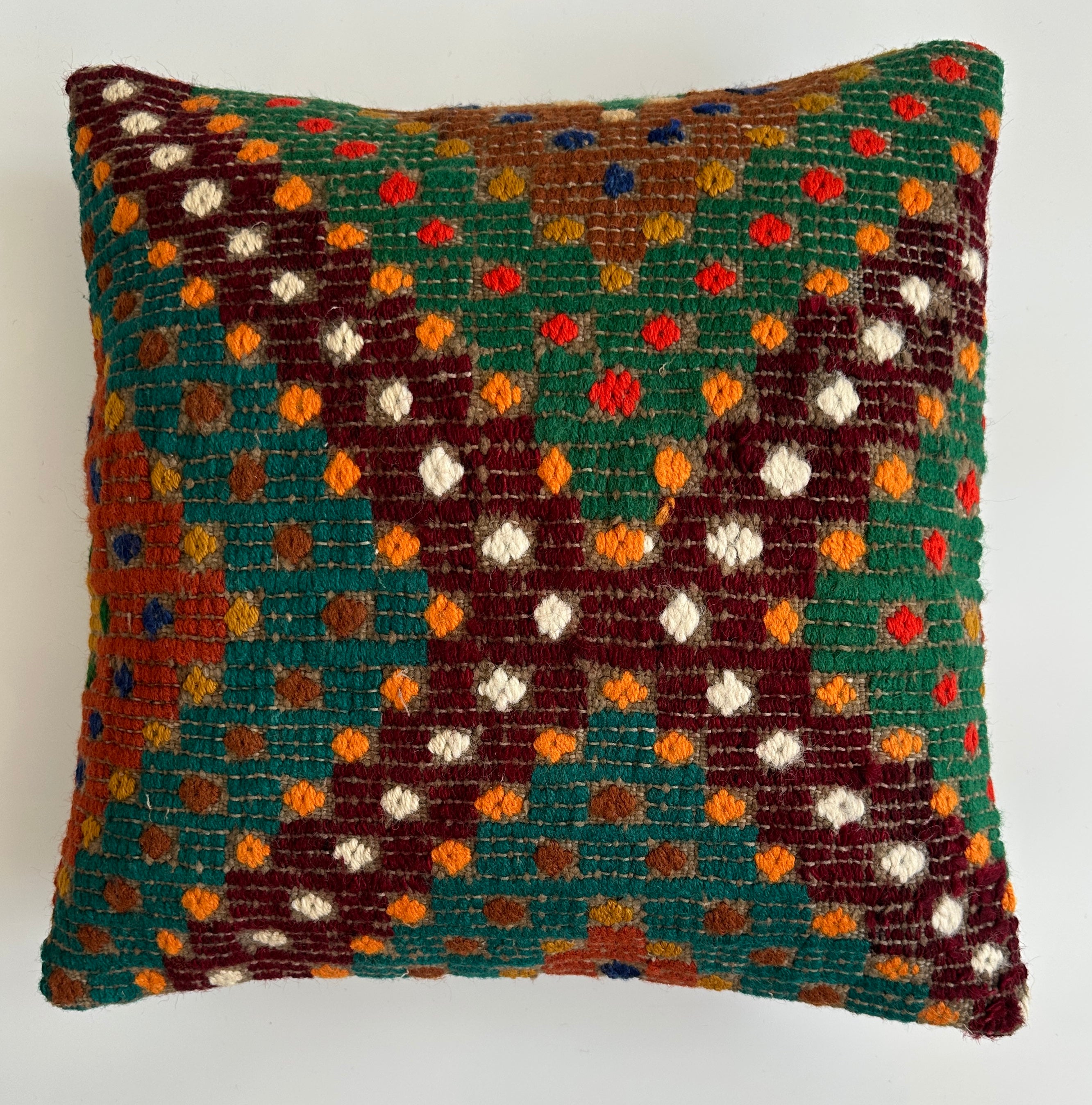 Handmade Multicolour Turkish Rug Cushion Cover 18''x18'' / 45x44 CM