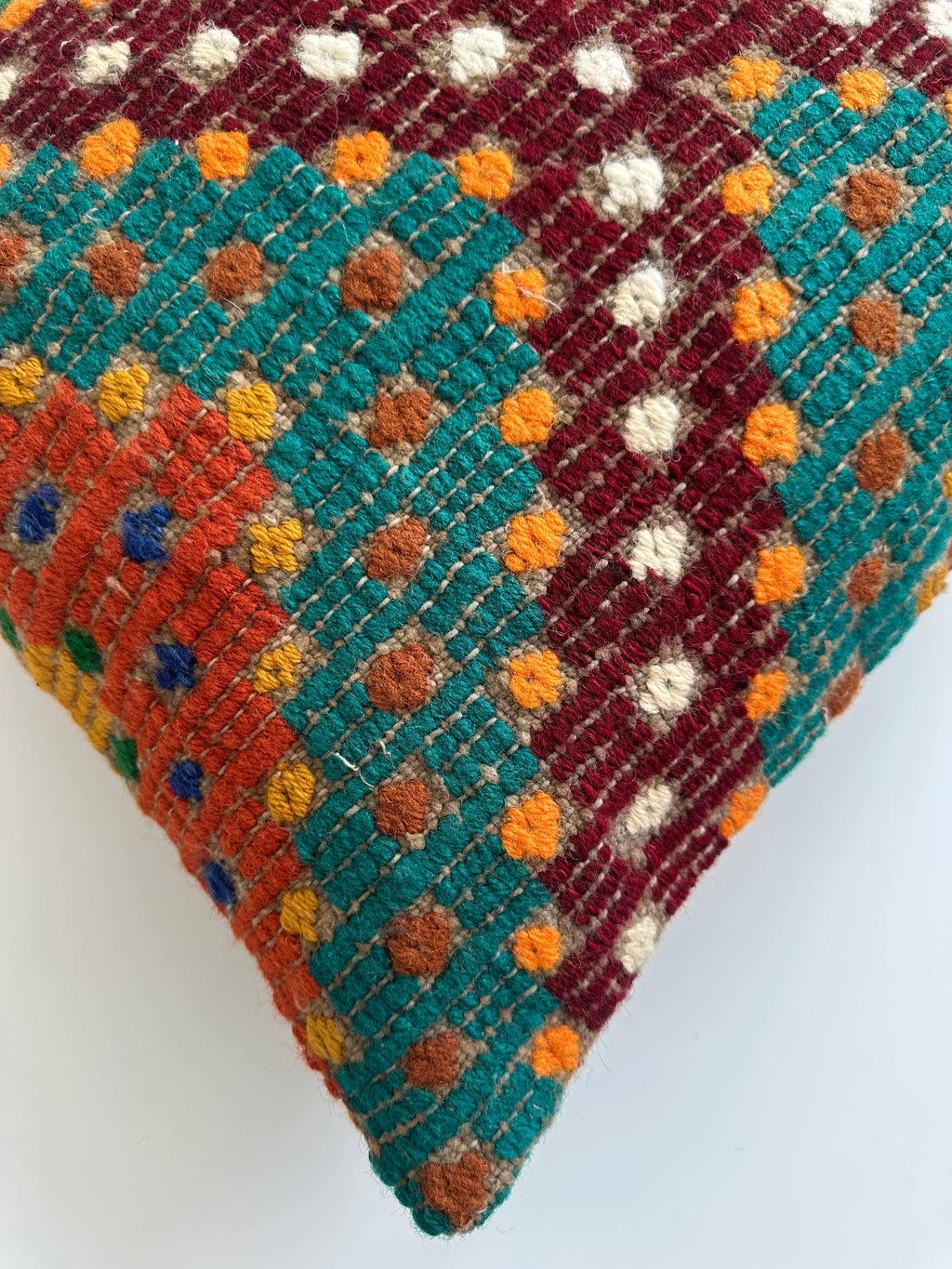 Handmade Multicolour Turkish Rug Cushion Cover 18''x18'' / 45x44 CM