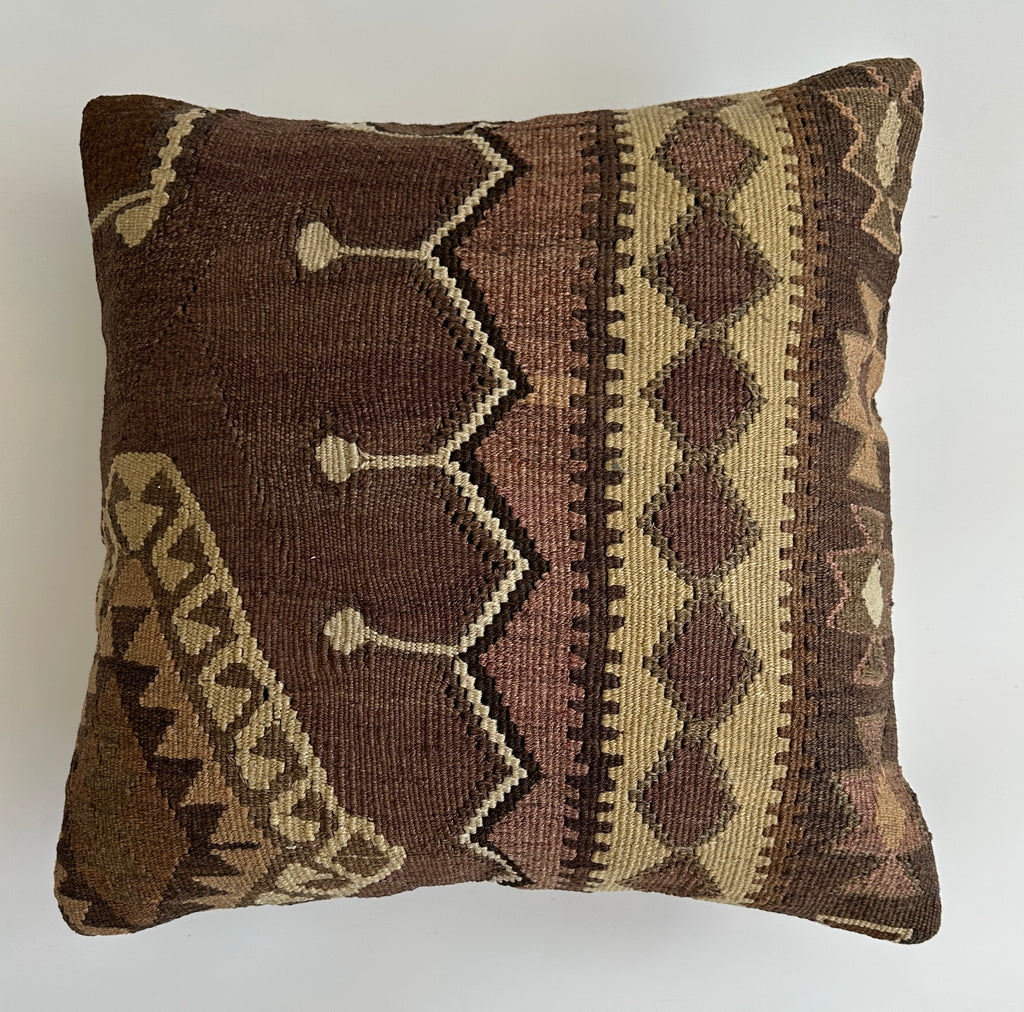 Handmade Multicolour Turkish Rug Cushion Cover 18''x18'' / 45x45 CM