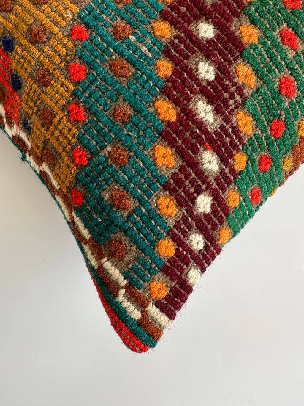 Handmade Multicolour Turkish Rug Cushion Cover 18''x18'' / 45x44 CM