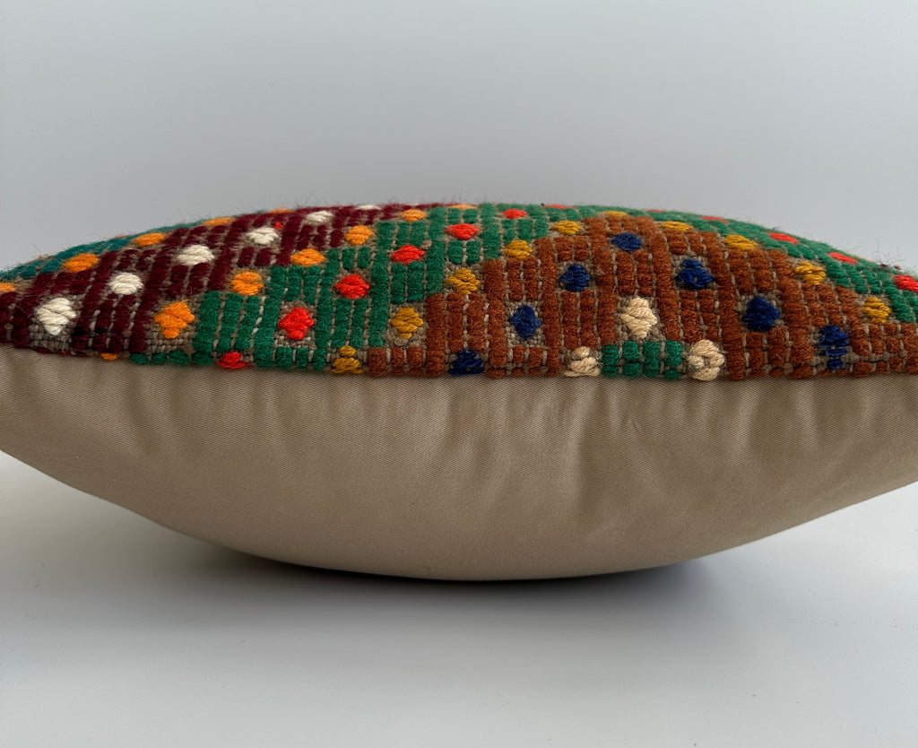 Handmade Multicolour Turkish Rug Cushion Cover 18''x18'' / 45x44 CM