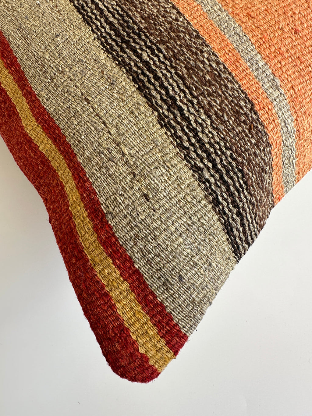 Handmade Multicolour Striped Turkish Rug Cushion Cover 18''x18'' / 45x45 CM