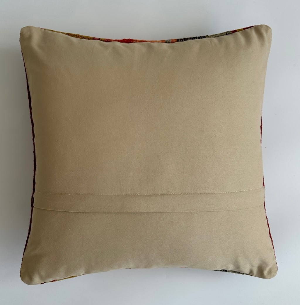 Handmade Multicolour Striped Turkish Rug Cushion Cover 18''x18'' / 45x45 CM