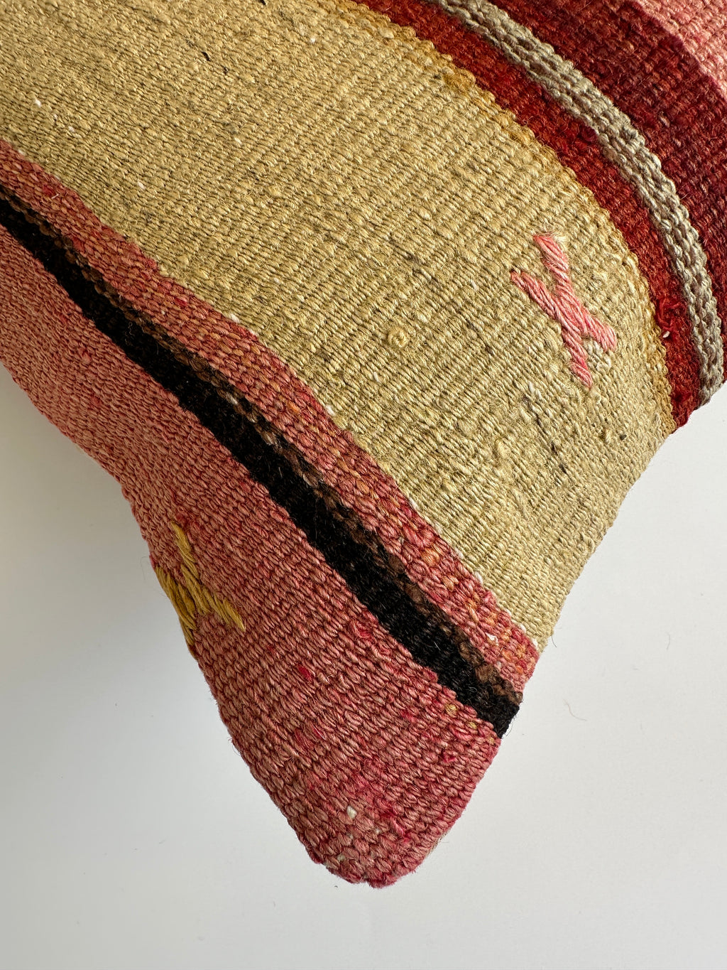 Handmade Multicolour Striped Turkish Rug Cushion Cover 18''x18'' / 45x45 CM