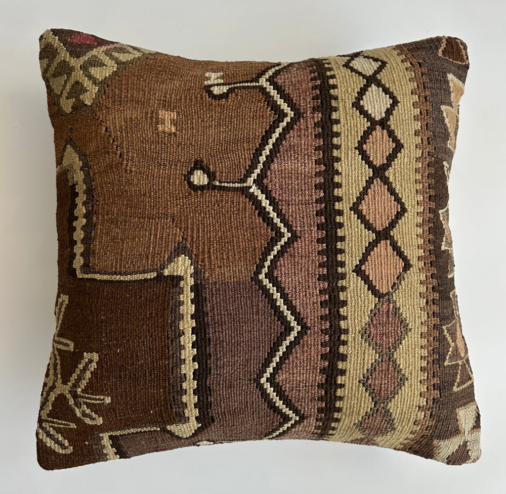 Handmade Multicolour Turkish Rug Cushion Cover 18''x18'' / 46x45 CM