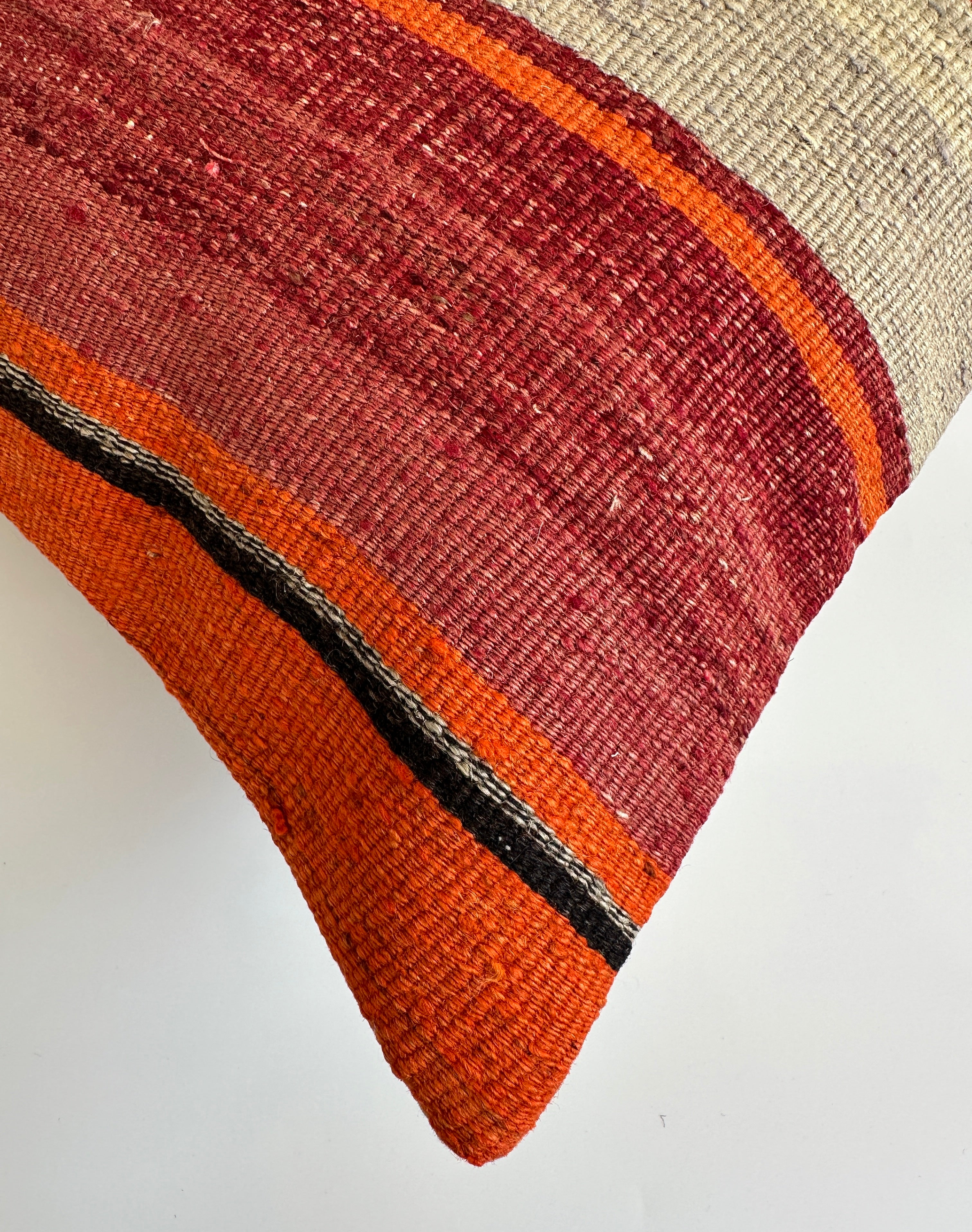 Handmade Multicolour Striped Turkish Rug Cushion Cover 18''x18'' / 46x46 CM