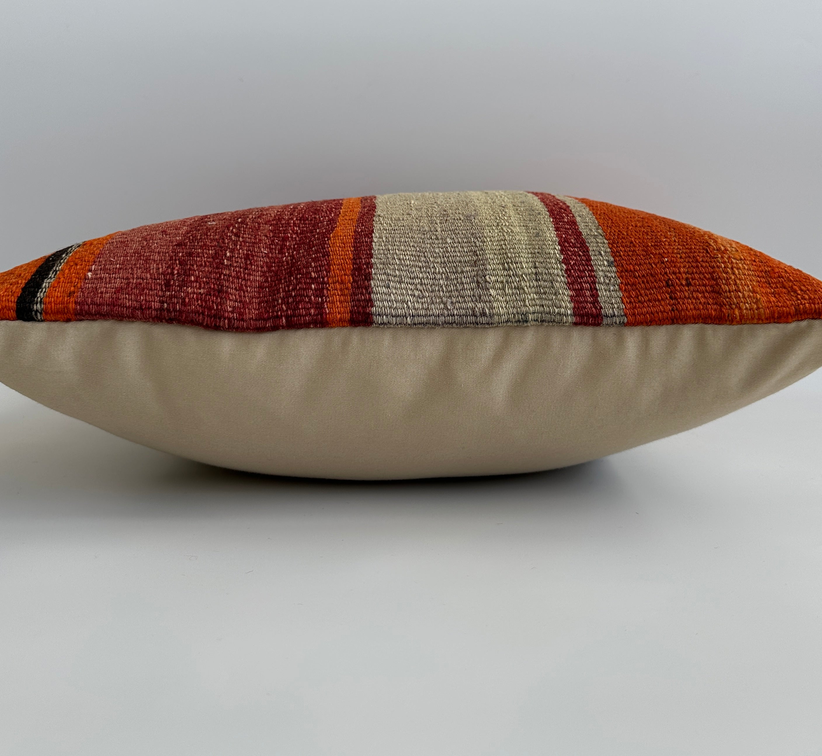 Handmade Multicolour Striped Turkish Rug Cushion Cover 18''x18'' / 46x46 CM
